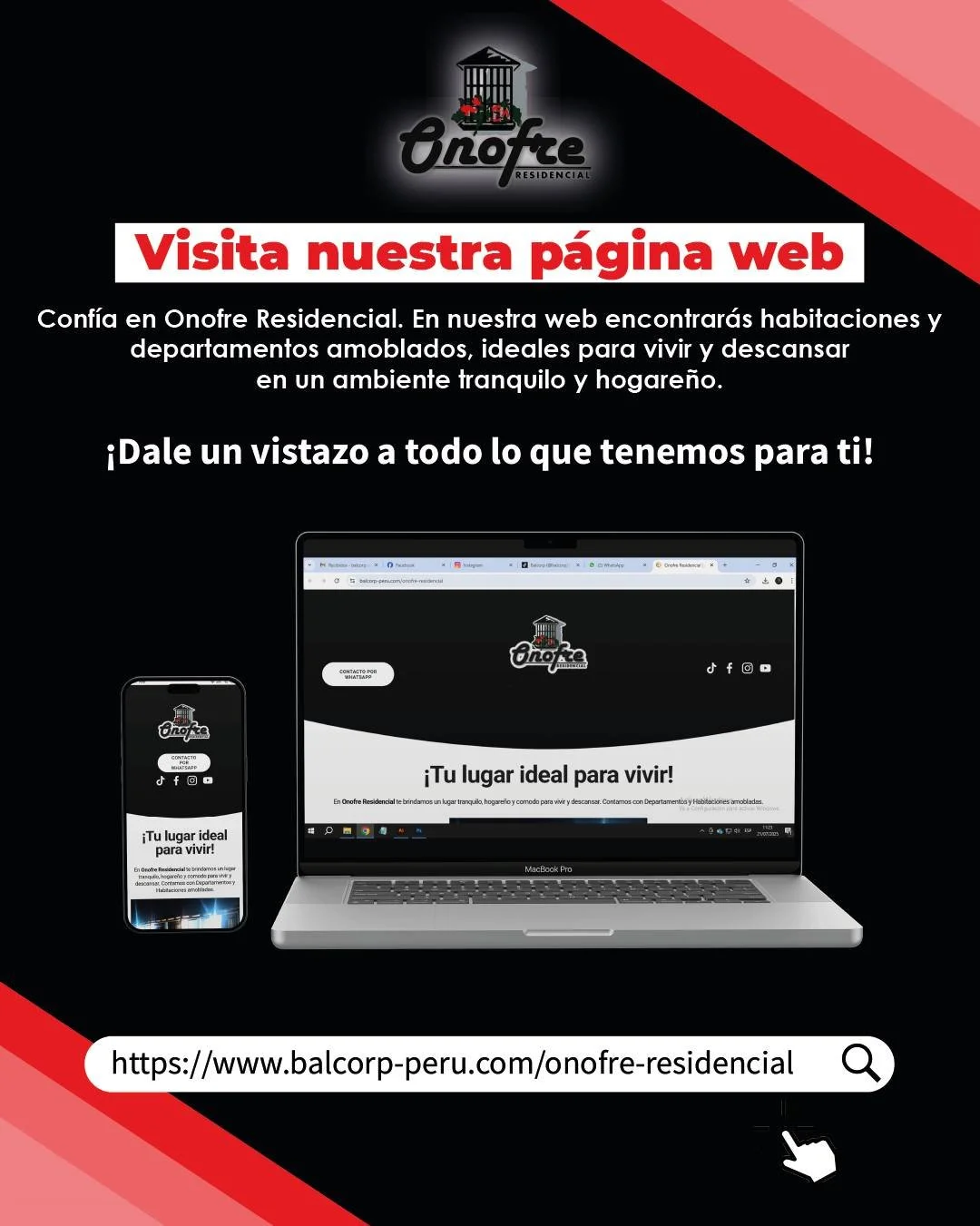 🏡 Vive con tranquilidad, comodidad y ese toque hogare&ntilde;o que mereces.
Descubre nuestras habitaciones y departamentos amoblados pensados para tu descanso.

Ingresa a 👉 https://www.balcorp-peru.com/onofre-residencial y encuentra tu nuevo espaci