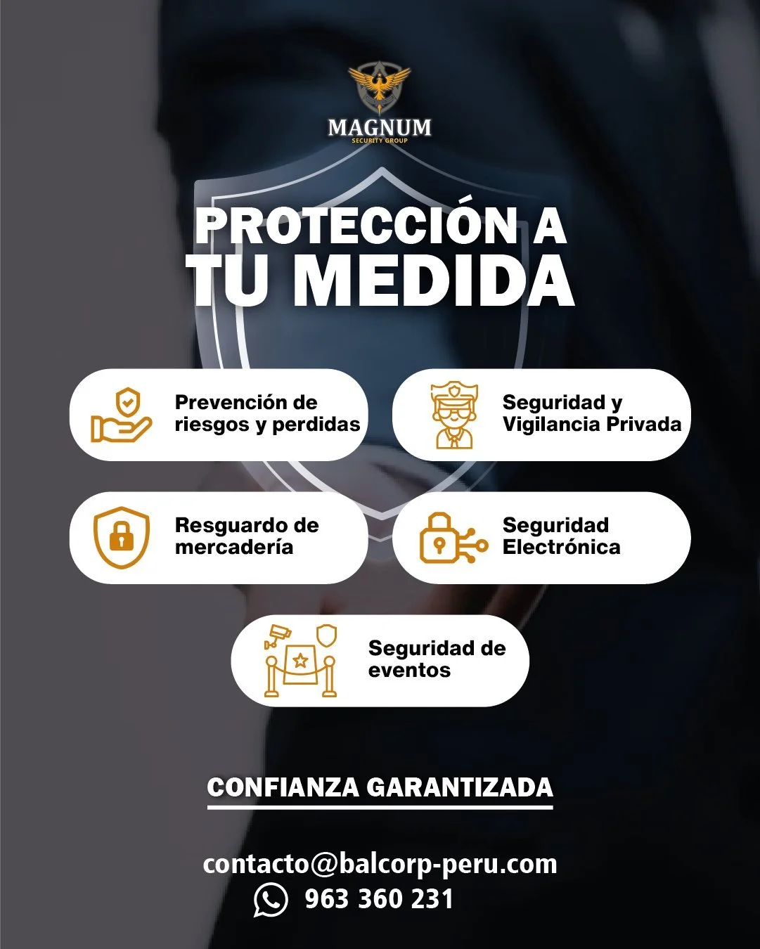 ⚡ Seguridad hecha a tu medida, con la seriedad que nos respalda.
En Magnum Security Group tu confianza es nuestra prioridad.

📩 contacto@balcorp-peru.com
 | 📞 963 360 231
🌐 https://magnum-peru.com/

#MagnumSecurityGroup #Balcorp #Protecci&oacute;n