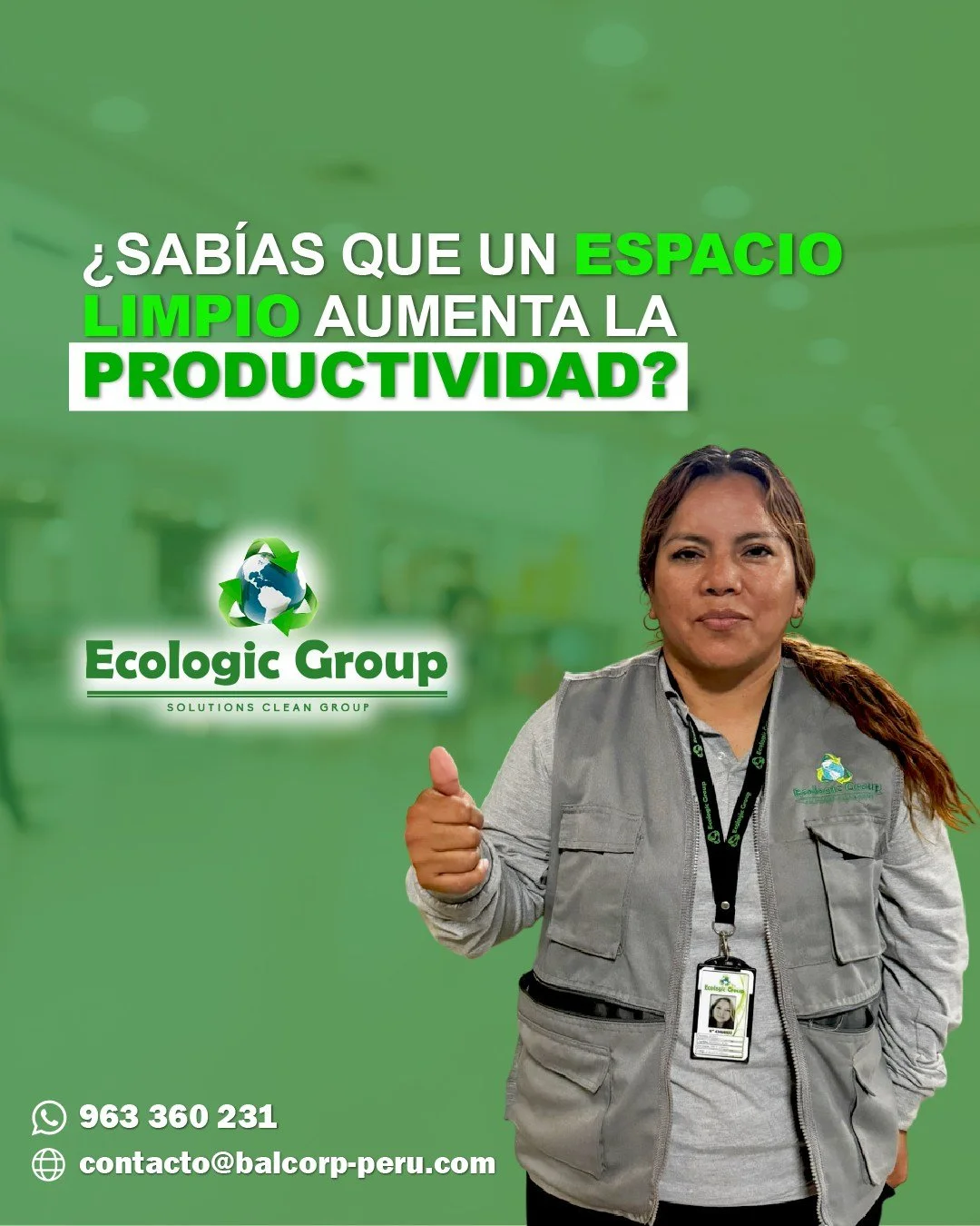 ✨ &iquest;Sab&iacute;as que un espacio limpio aumenta la productividad?
En Ecologic Group trabajamos para que cada centro comercial ofrezca un ambiente ordenado, seguro y saludable, generando bienestar para los colaboradores y una mejor experiencia p