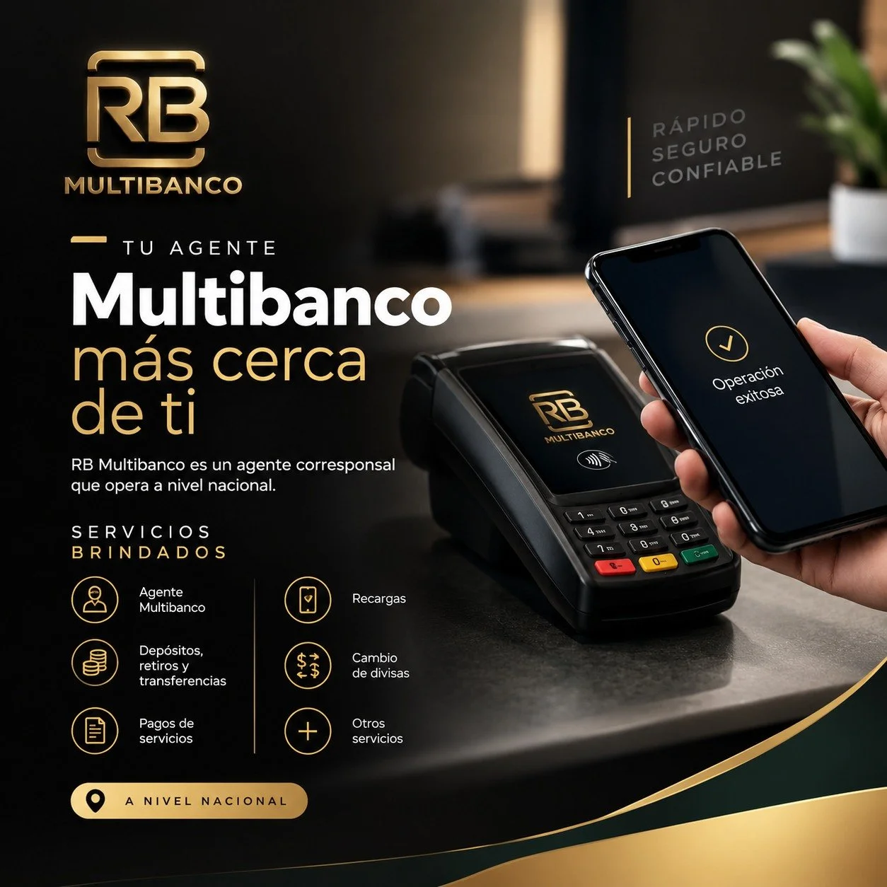 💳 Todo lo que necesitas, en un solo lugar.
En RB Multibanco realizamos tus operaciones de forma r&aacute;pida, segura y confiable, para que ahorres tiempo y contin&uacute;es con tu d&iacute;a sin complicaciones.

✔️ Dep&oacute;sitos, retiros y trans
