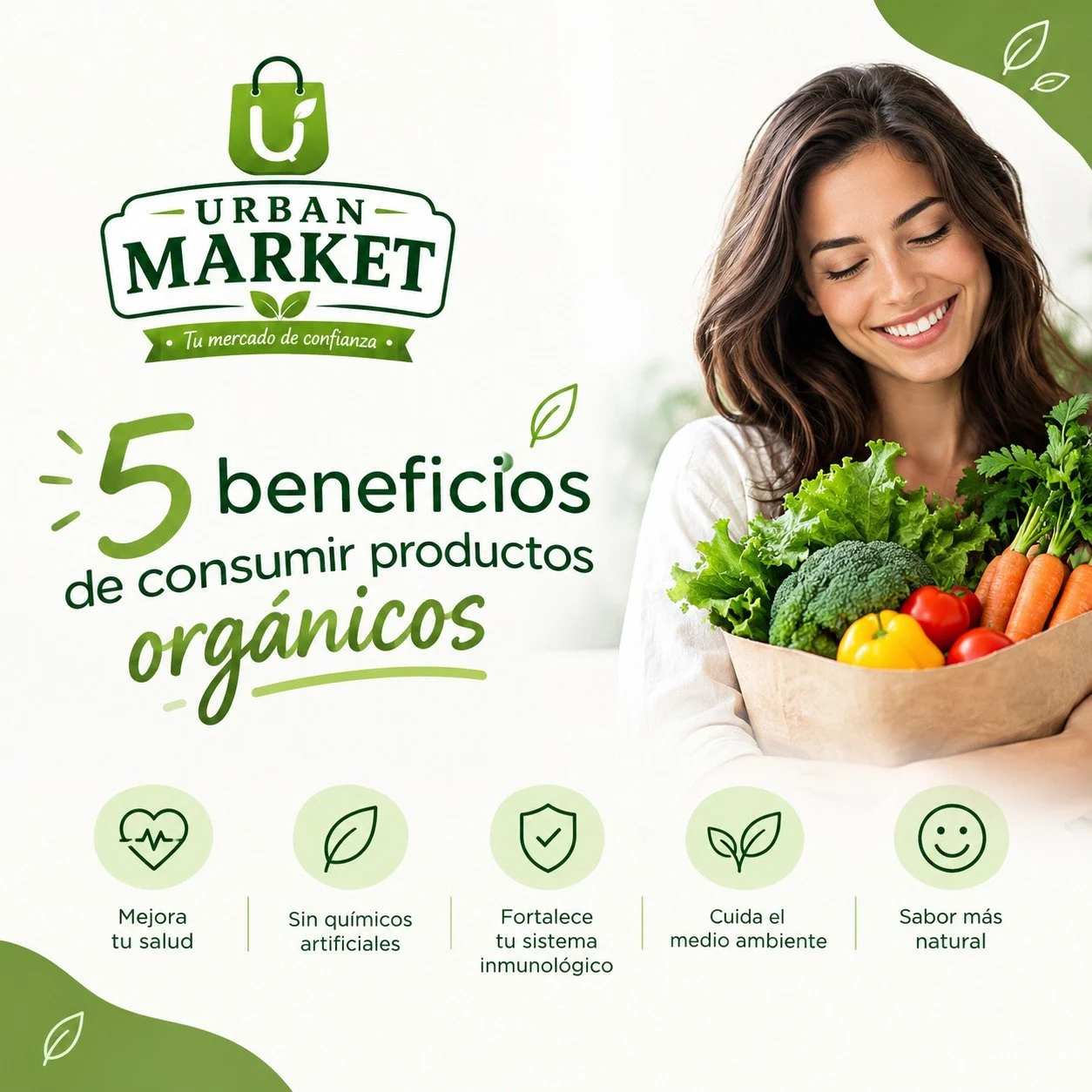 🥬🌿 Lo natural siempre ser&aacute; la mejor elecci&oacute;n.

En Urban Market encontrar&aacute;s productos org&aacute;nicos frescos que cuidan de ti y de tu familia. Al elegir alimentos naturales, no solo disfrutas de un mejor sabor, tambi&eacute;n 