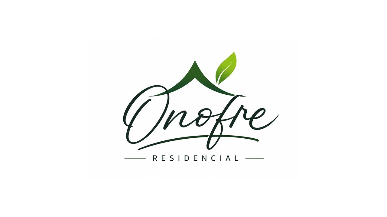 Logo de conjunto residencial con edificio y flores, con texto 'Orofre Residencial'.