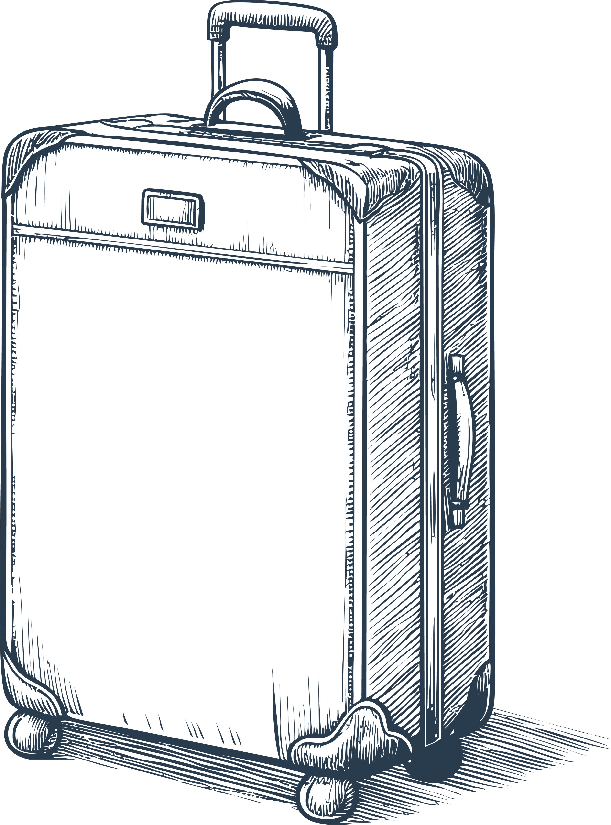 A sketch of a suitcase representing the preparation and documents provided to a client before their departure of a curated travel experience.