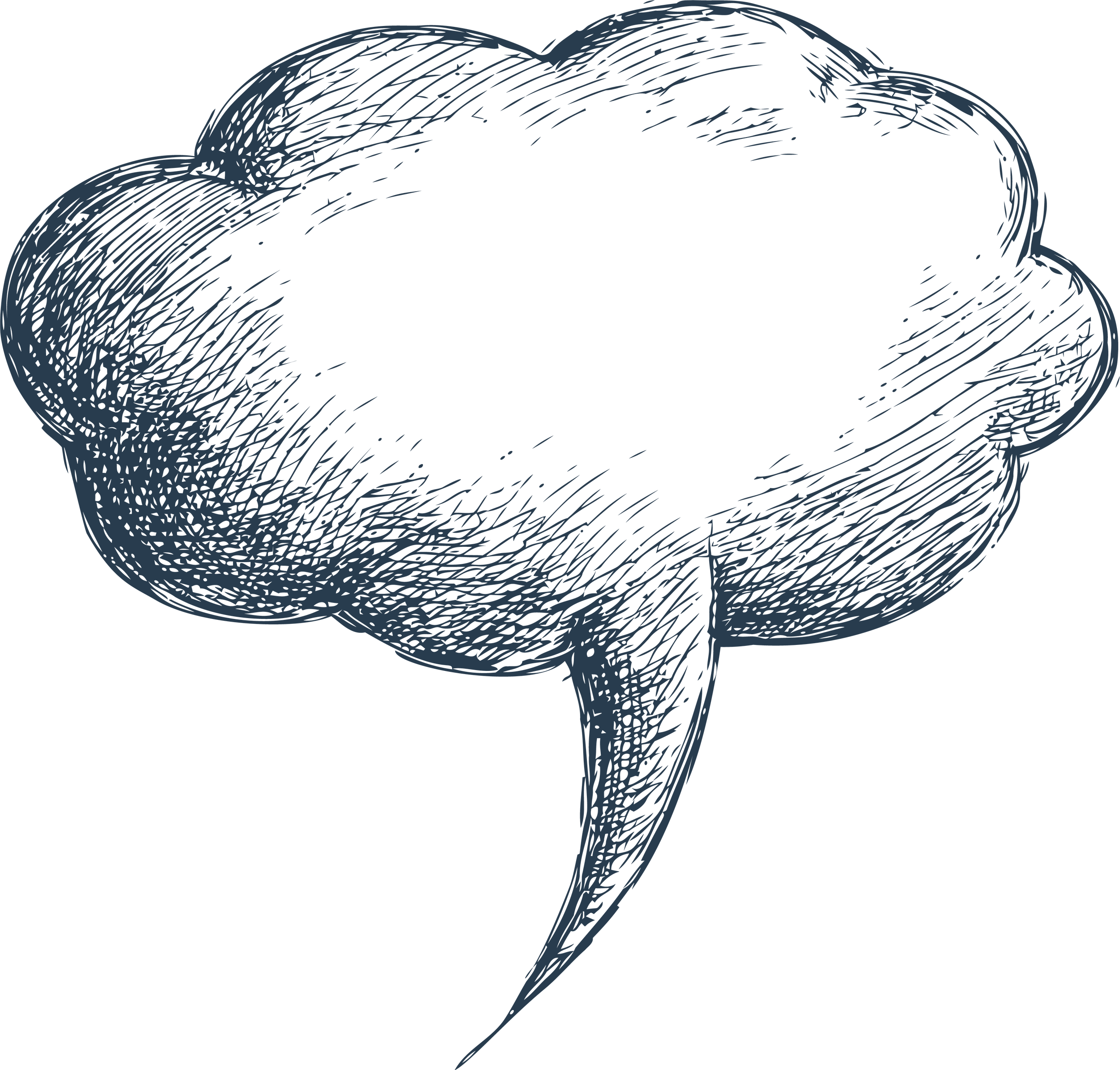 Sketch of a cloud representing the initial travel discovery questionnaire and dream phase of our planning process.