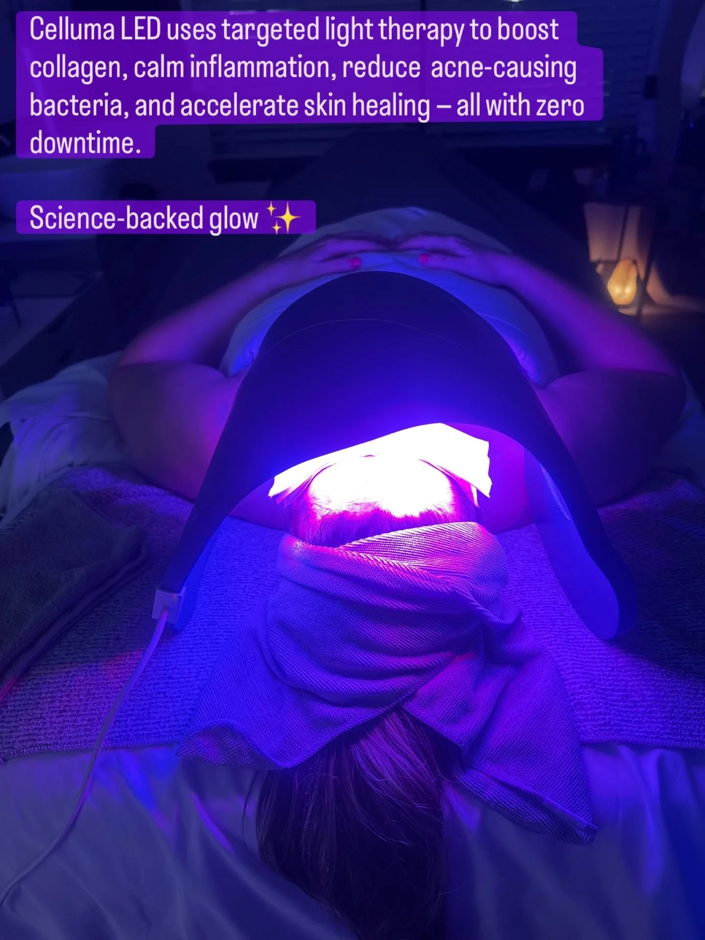 LED therapy is included in: sol renewal, CRE signature,  Lift + firm, Hydrafacial &amp; glo2facial