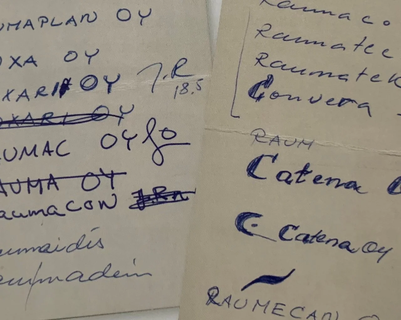 Name options on paper