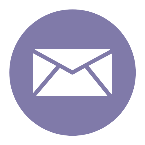 Email envelope icon on a purple circular background