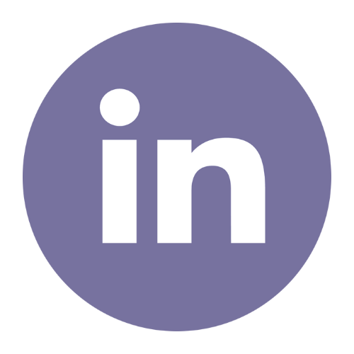 LinkedIn logo with a purple circle and white lowercase letters 'in'
