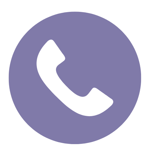 Purple circle with white telephone receiver icon in the center.