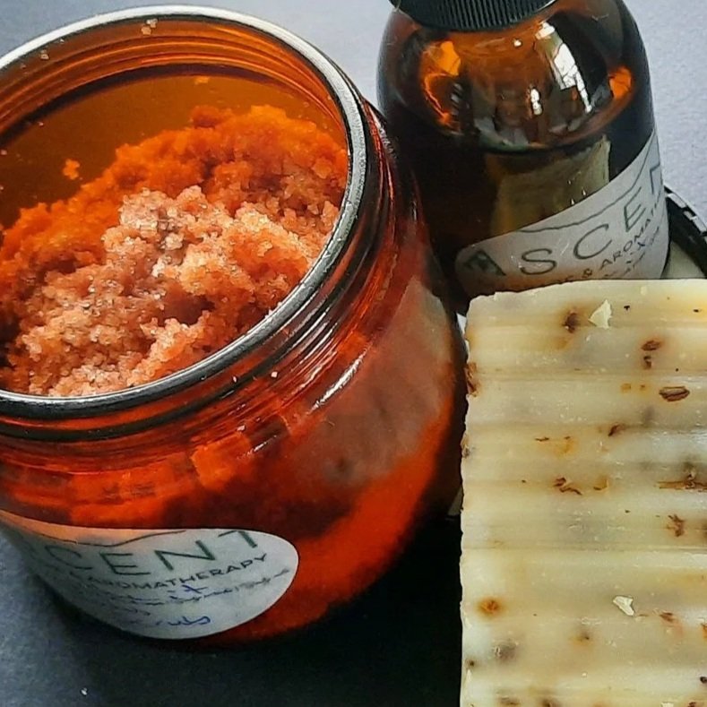 Ascent Aromatherapy products sugar scrubs, handmade soap and essential oils