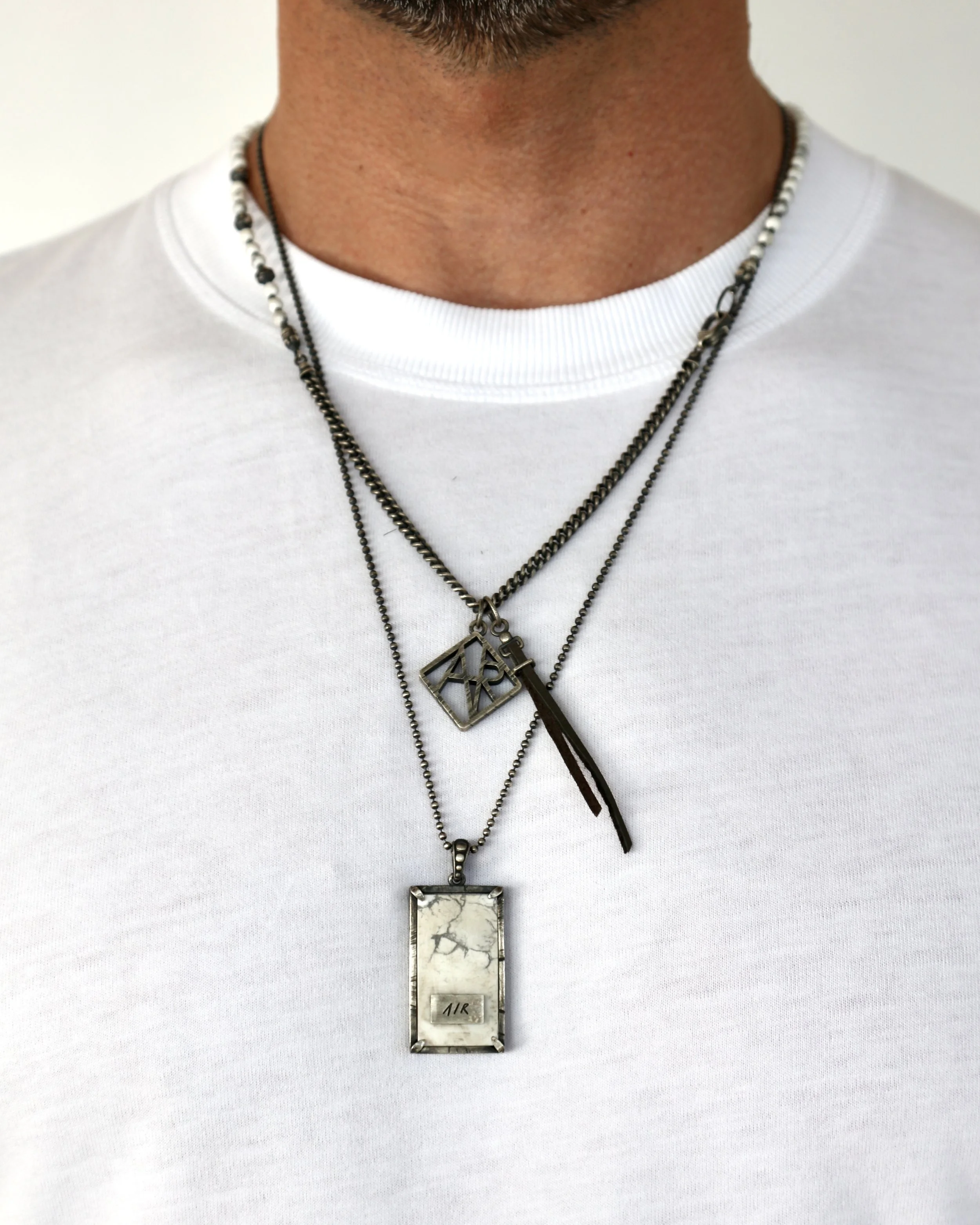 Air White Howlite Pendant, Air Talisman Necklace.jpg