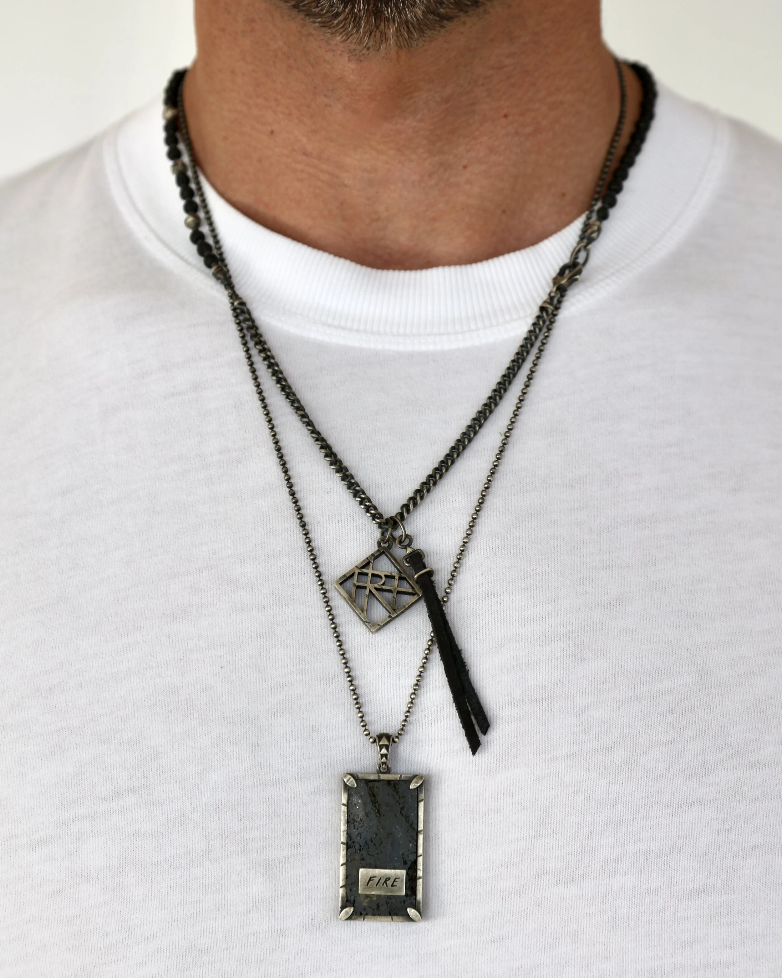 Fire Black Lava Pendant, Fire Talisman Necklace.jpg
