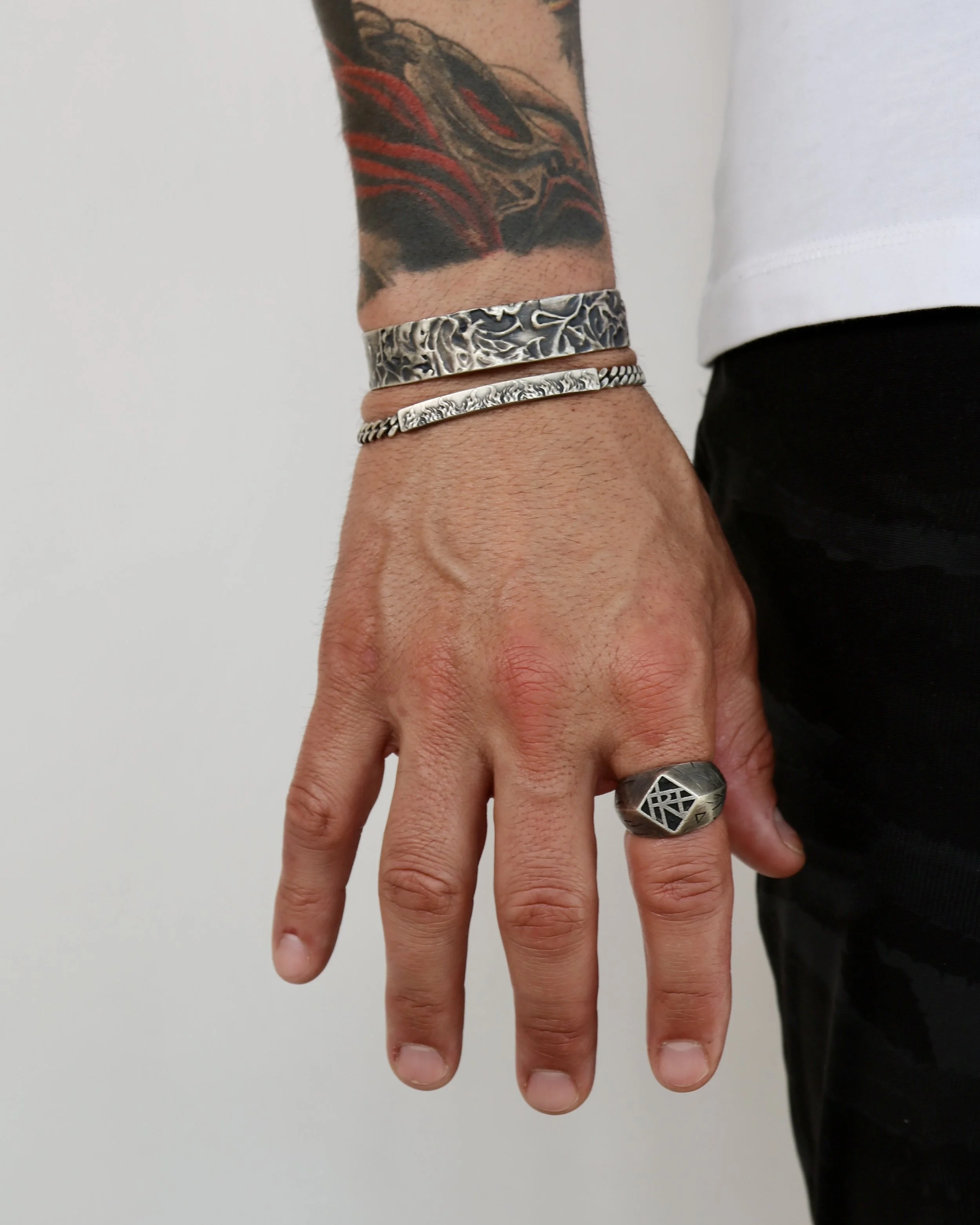 Fire Cuff, Fire Bar Bracelet, Fire Word Ring.jpg