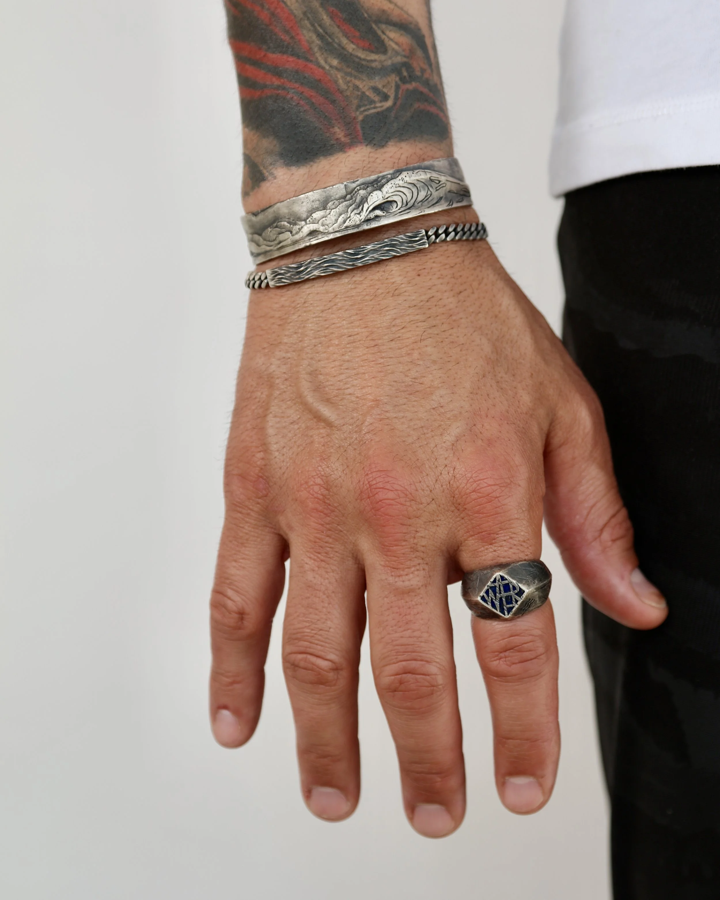 Water Cuff, Water Bar Bracelet, Water Word Ring.jpg