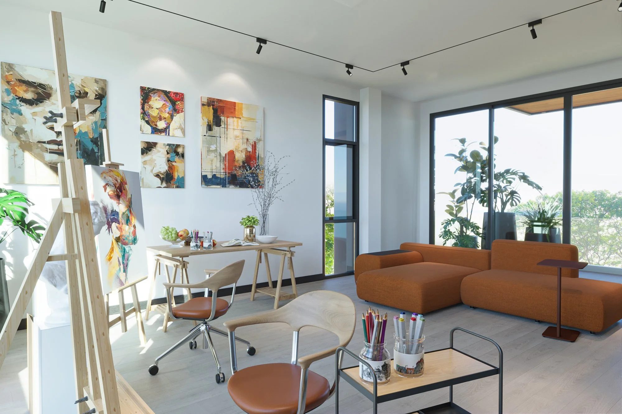 Bright open-plan living and dining area with floor-to-ceiling windows and modern luxury finishes.