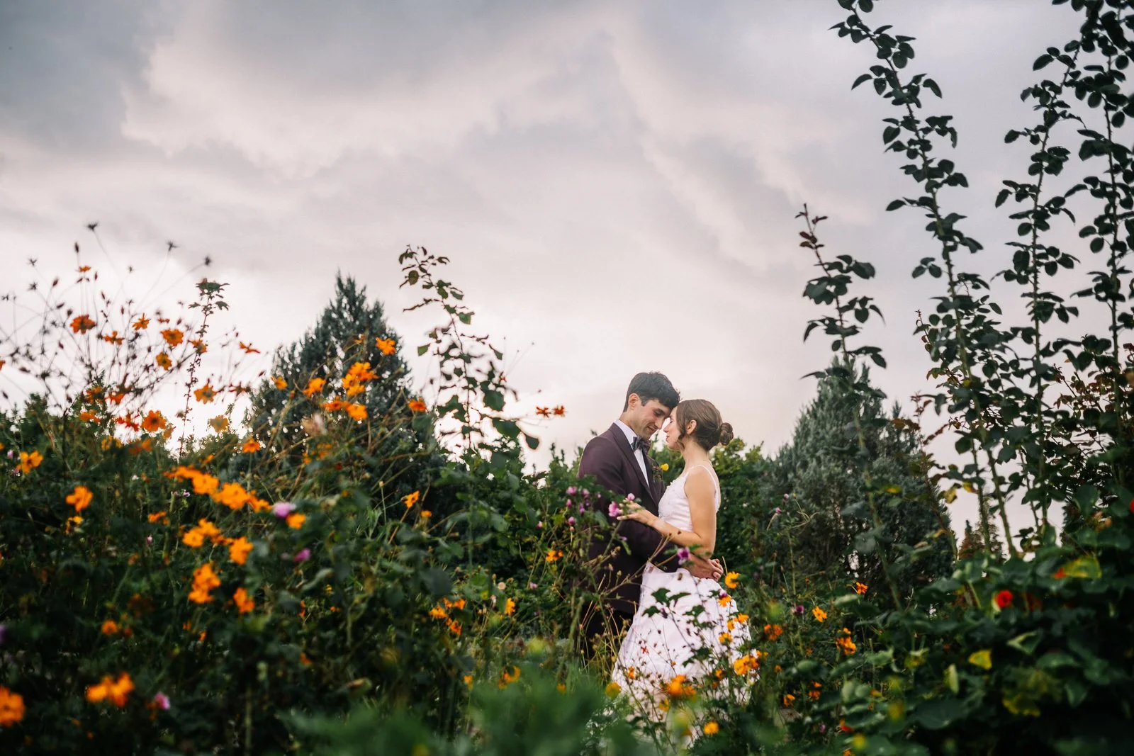 Bride Groom Flower Field Sherwood PNW Wedding Planner