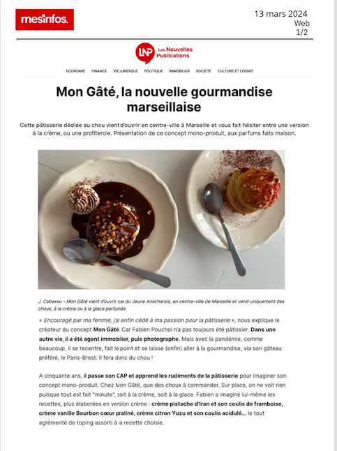 Mes Infos - Mon Gâté, la nouvelle gourmandise marseillaise