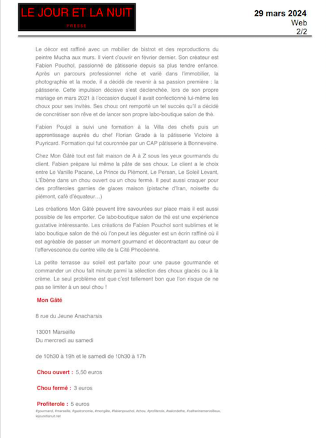 Le Jour et la Nuit - Mon Gâté. Un salon de thé gourmand... 29 mars 2024