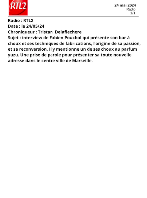 RTL2 - Interview de Fabien Pouchol