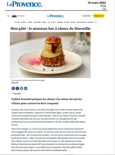 La Provence - Mon Gâté, le nouveau bar à choux de Marseille 15 mars 2024