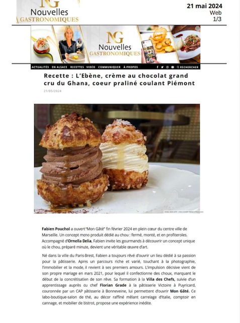 Nouvelles Gastronomiques - Recette : l’Ebène, crème au chocolat grand cru du Ghana...
21 mai 2024