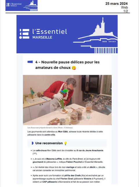 L’Essentiel Marseille - Nouvelle pause délice
pour les amateurs de choux
25 mars 2024