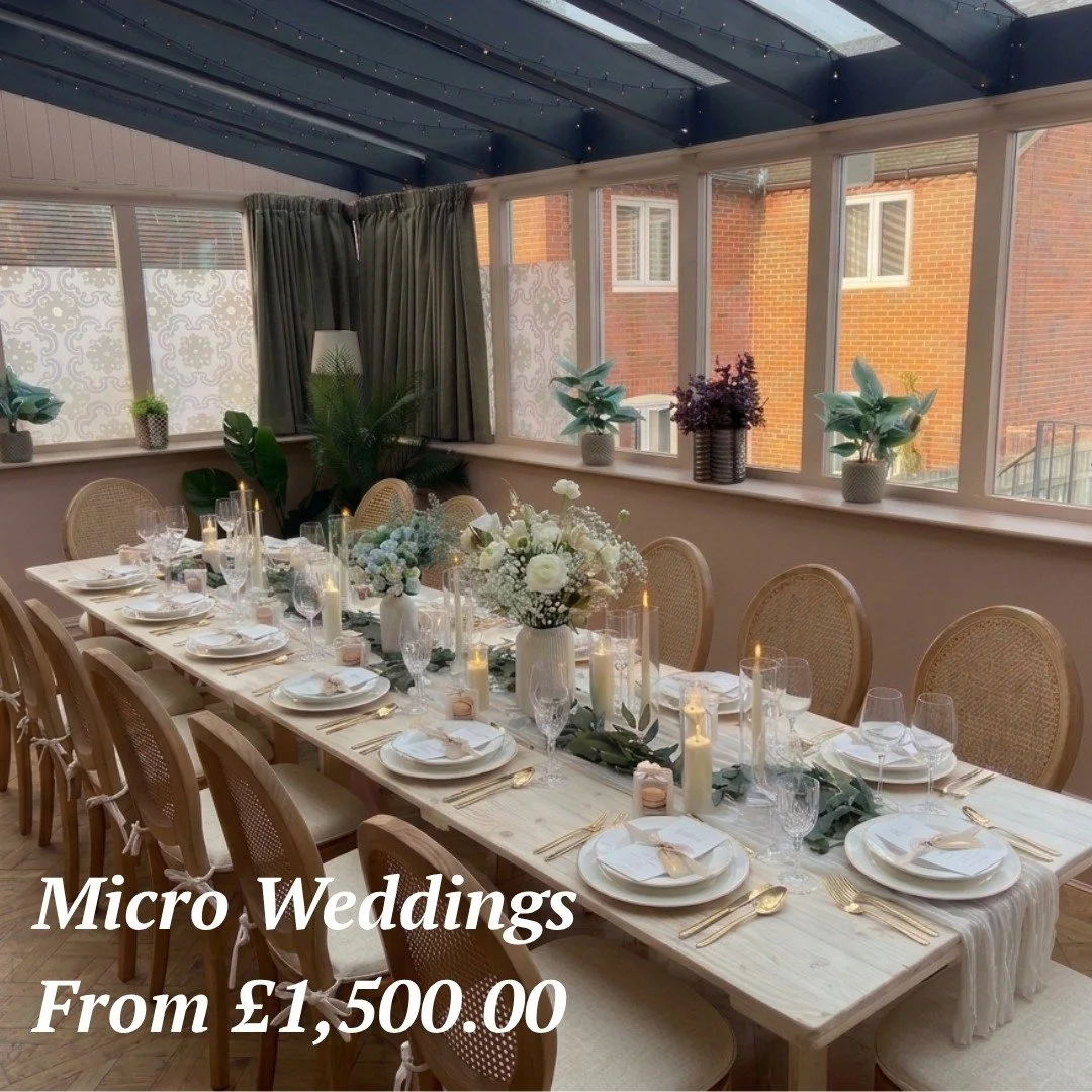 Dreaming of a small, intimate wedding day? 💍✨

Look no further &mdash; Amalfi White has you covered. Our beautiful conservatory offers the perfect setting to say &ldquo;I do,&rdquo; whether you choose a romantic garden ceremony or a stylish celebrat