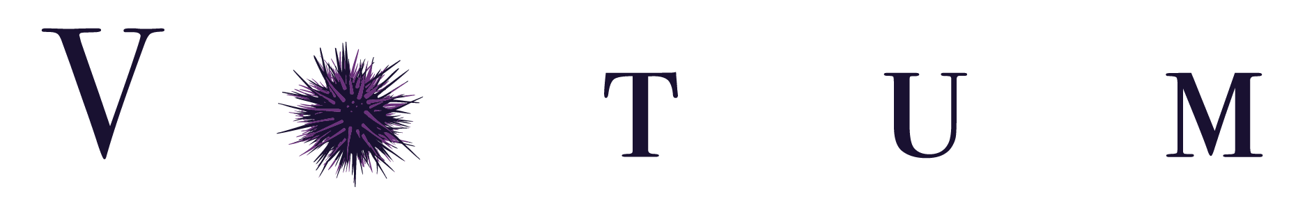 The word "VOTUM" with a purple sea urchin icon replacing the letter "O".