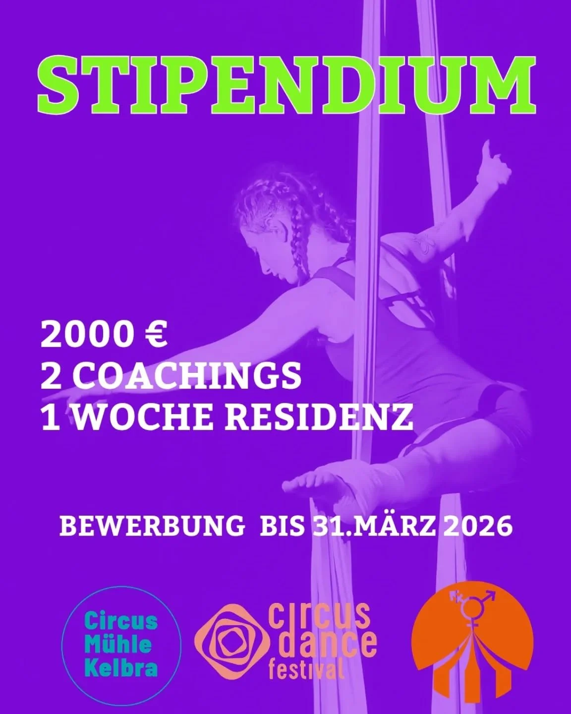 Es ist wieder soweit! 🥳 Unser Stipendium geht in die zweite Runde! 
Wenn du intersektionale feministische Arbeit machst, dem Circus verbunden bist und im deutschsprachigen Raum lebst: Das hier k&ouml;nnte f&uuml;r dich sein. Besonders, wenn du wei&s