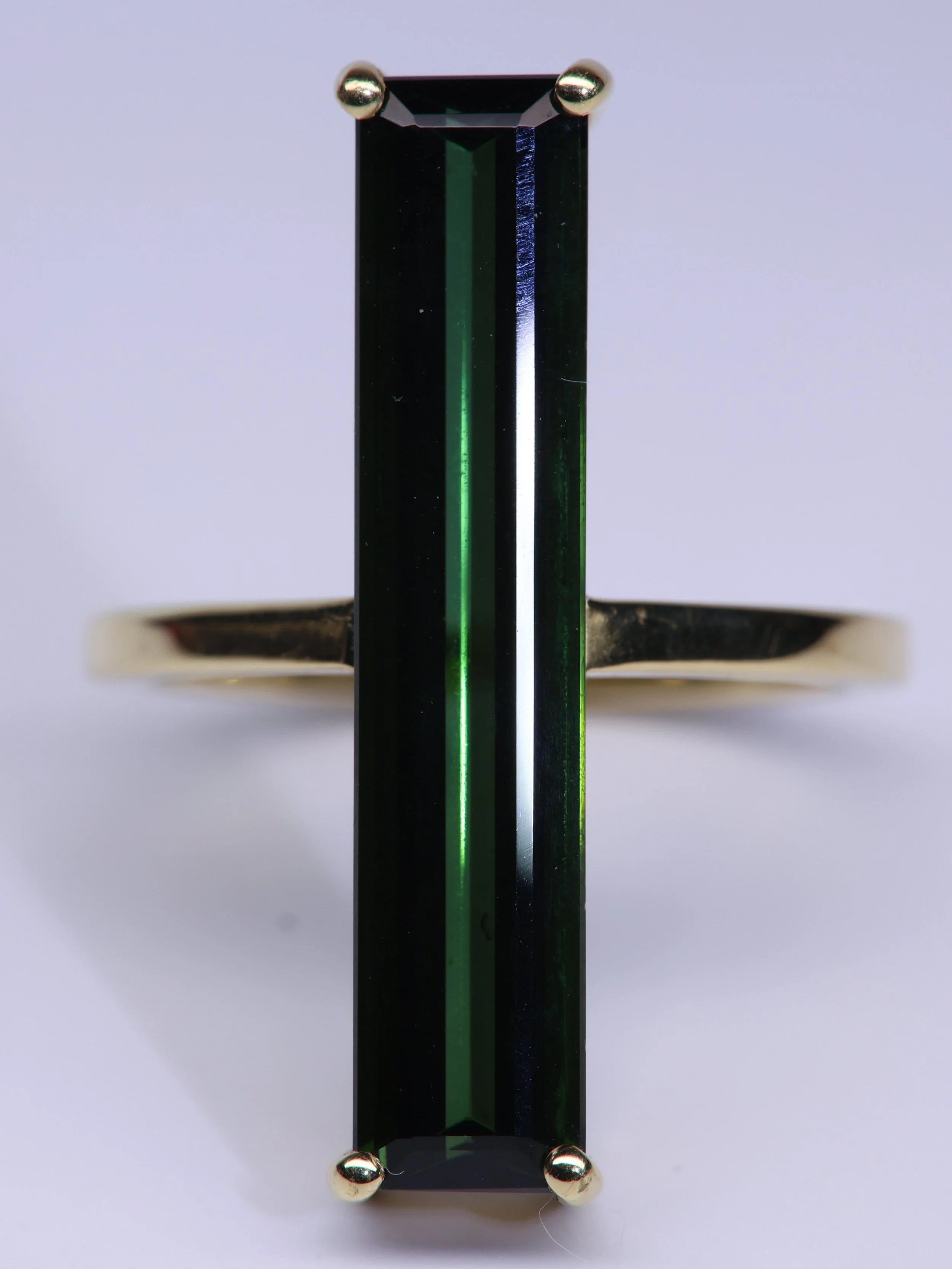 Forest Green Tourmaline gold ring