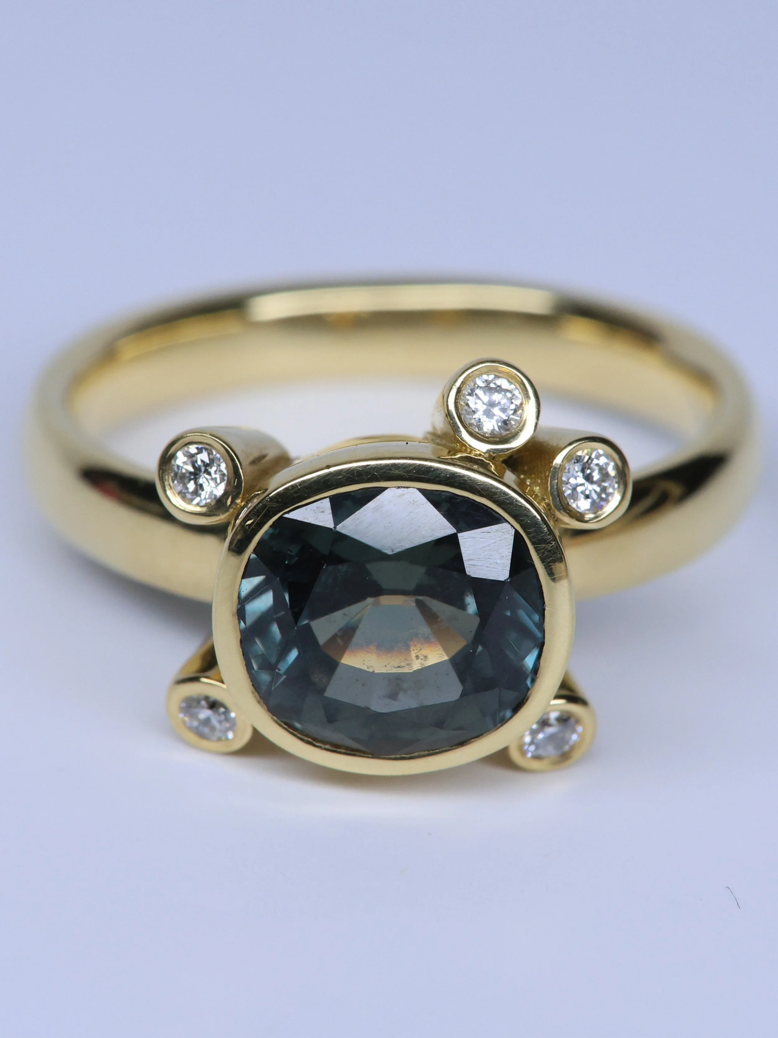 Grey Oval Sapphire Ring
