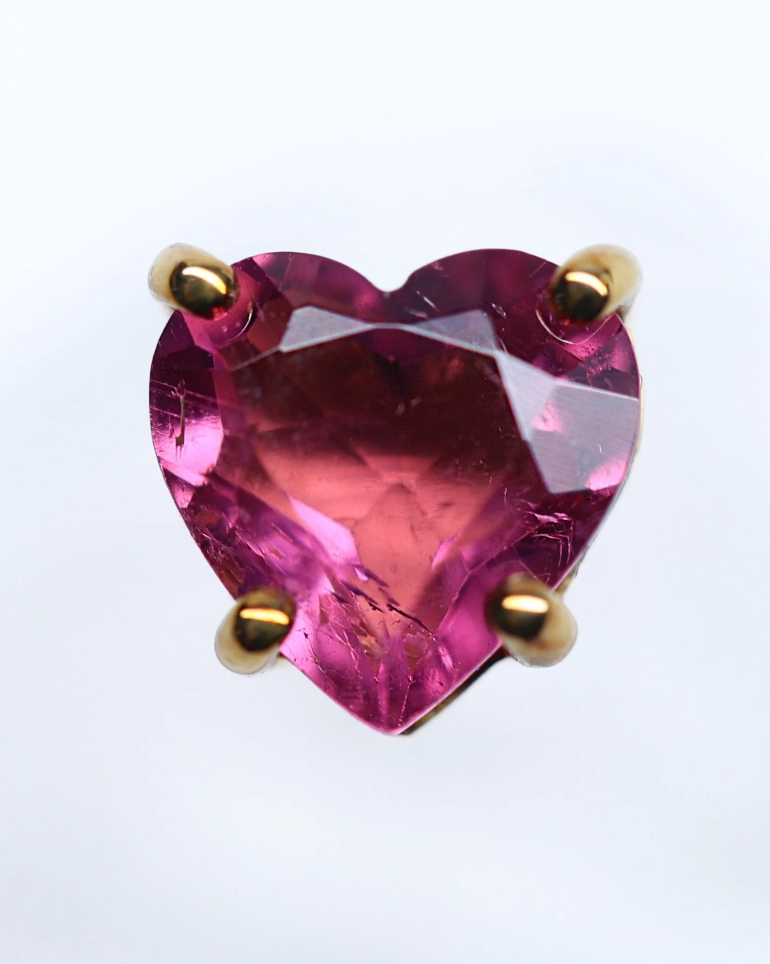 Pink Tourmaline Heart 6mm Stud
