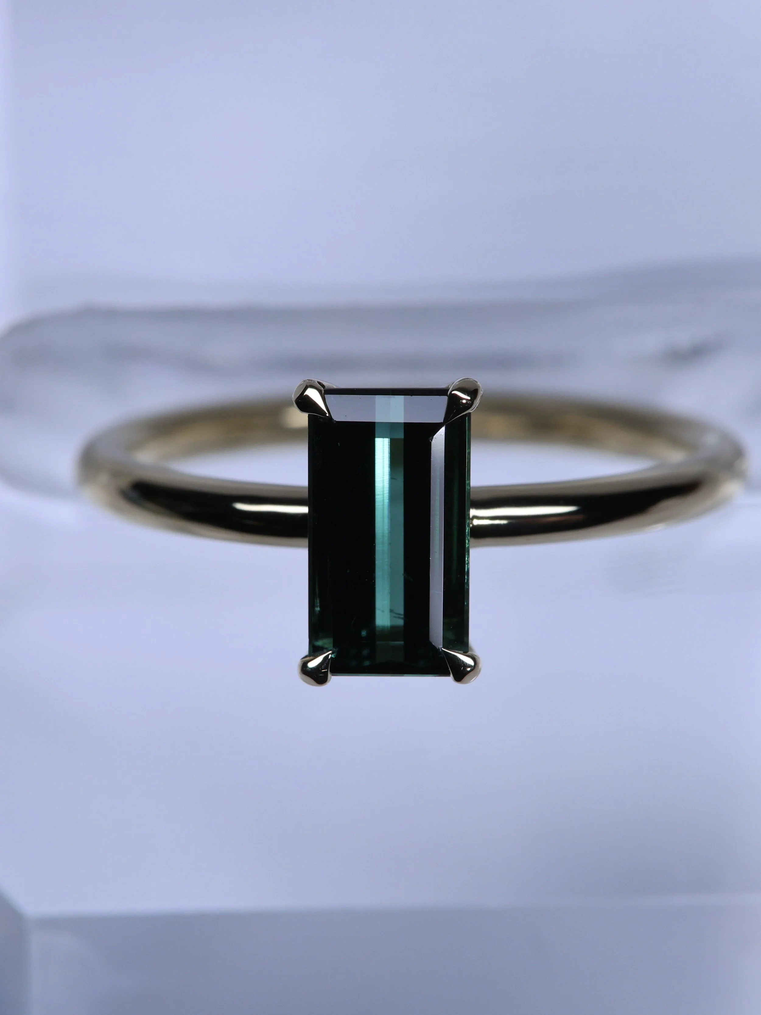 Blue Brazilian Baguette stacking solitaire.