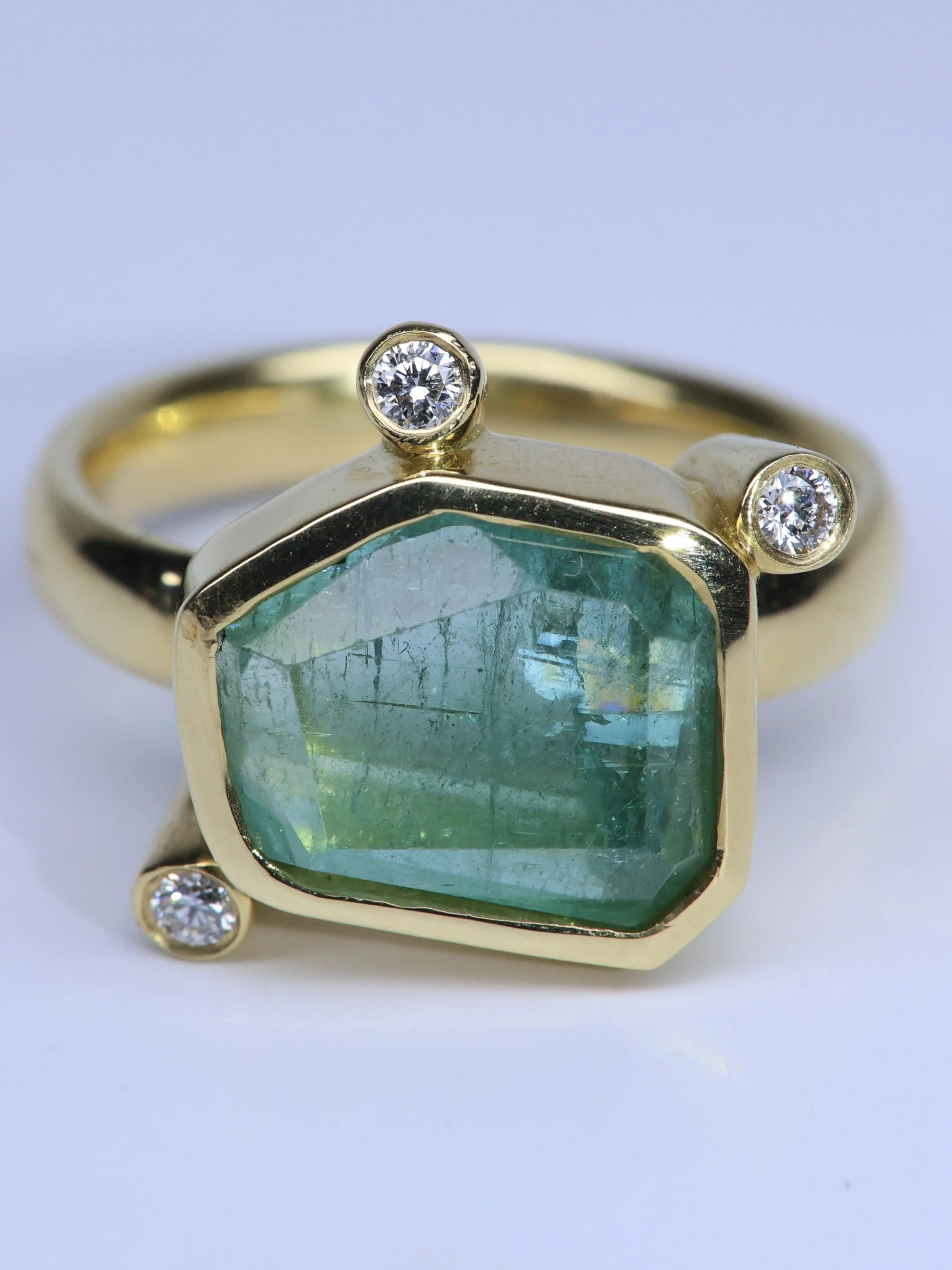 Sea Green Tourmaline Abstract Ring