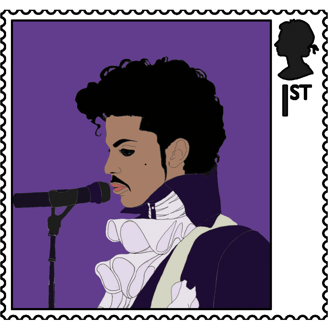 Stamp Of Prince Rogers Nelson - American singer of funk rock. Inspired by the album cover 'Purple Rain'.