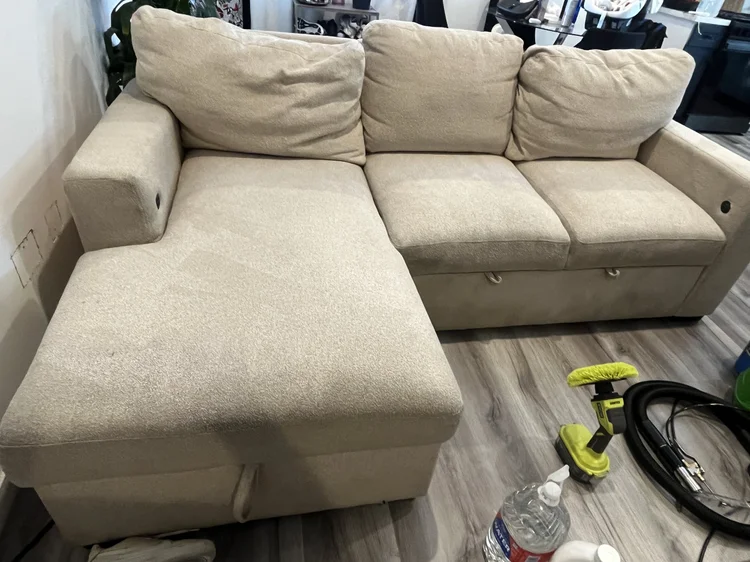 After sofa cleaning