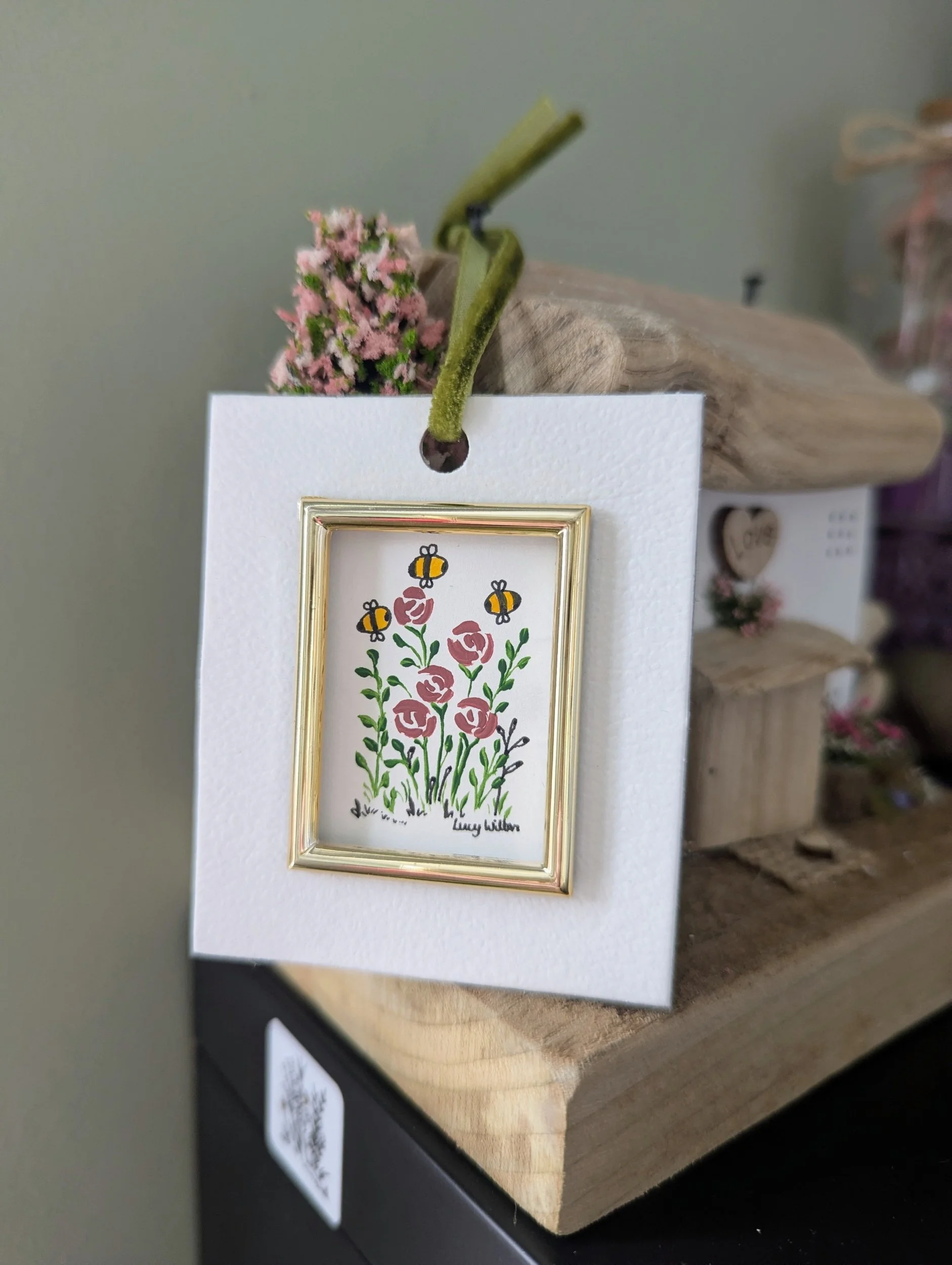 Roses original botanical bee artwork