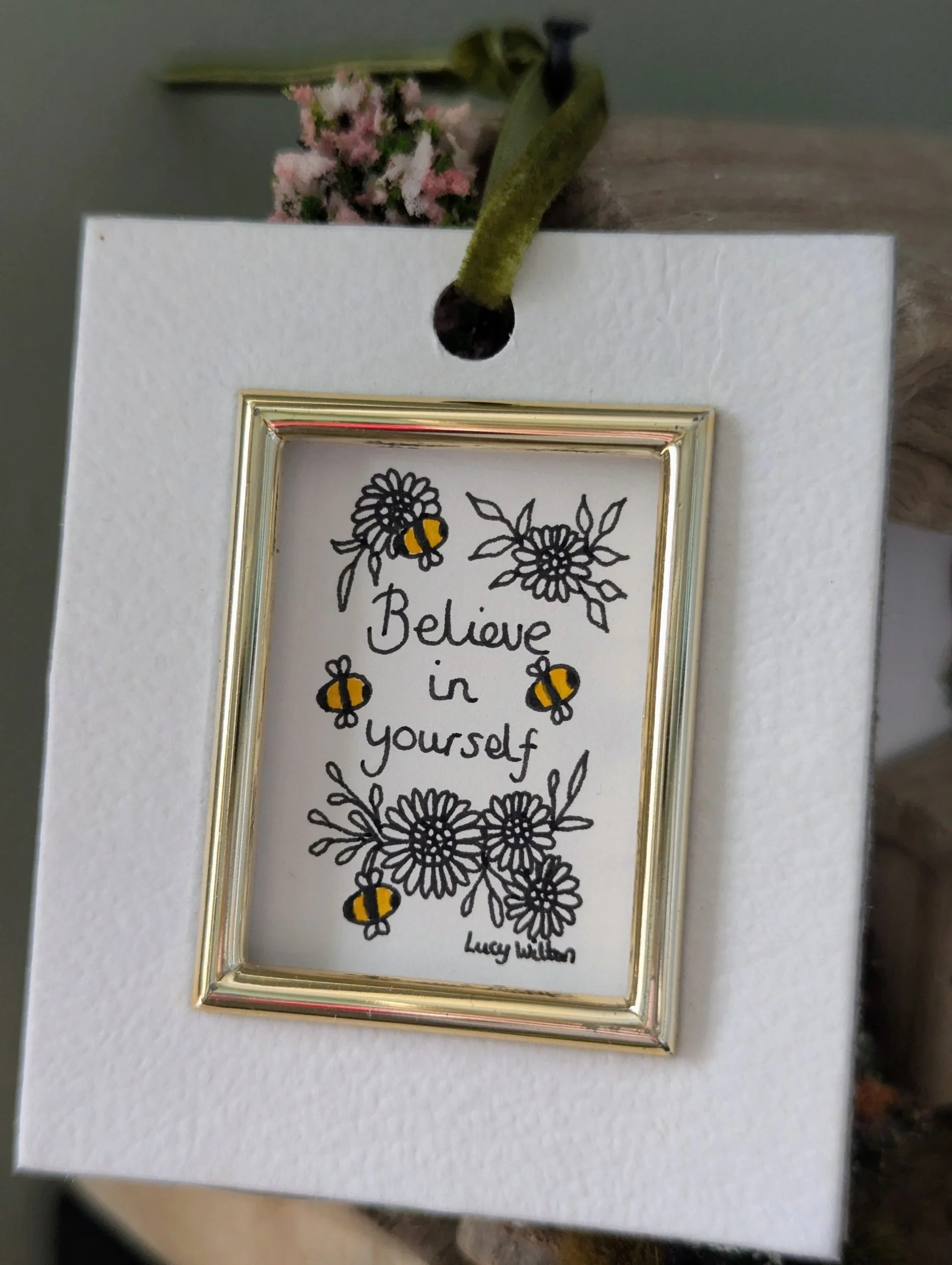 Believe in yourself original botanical bee artwork