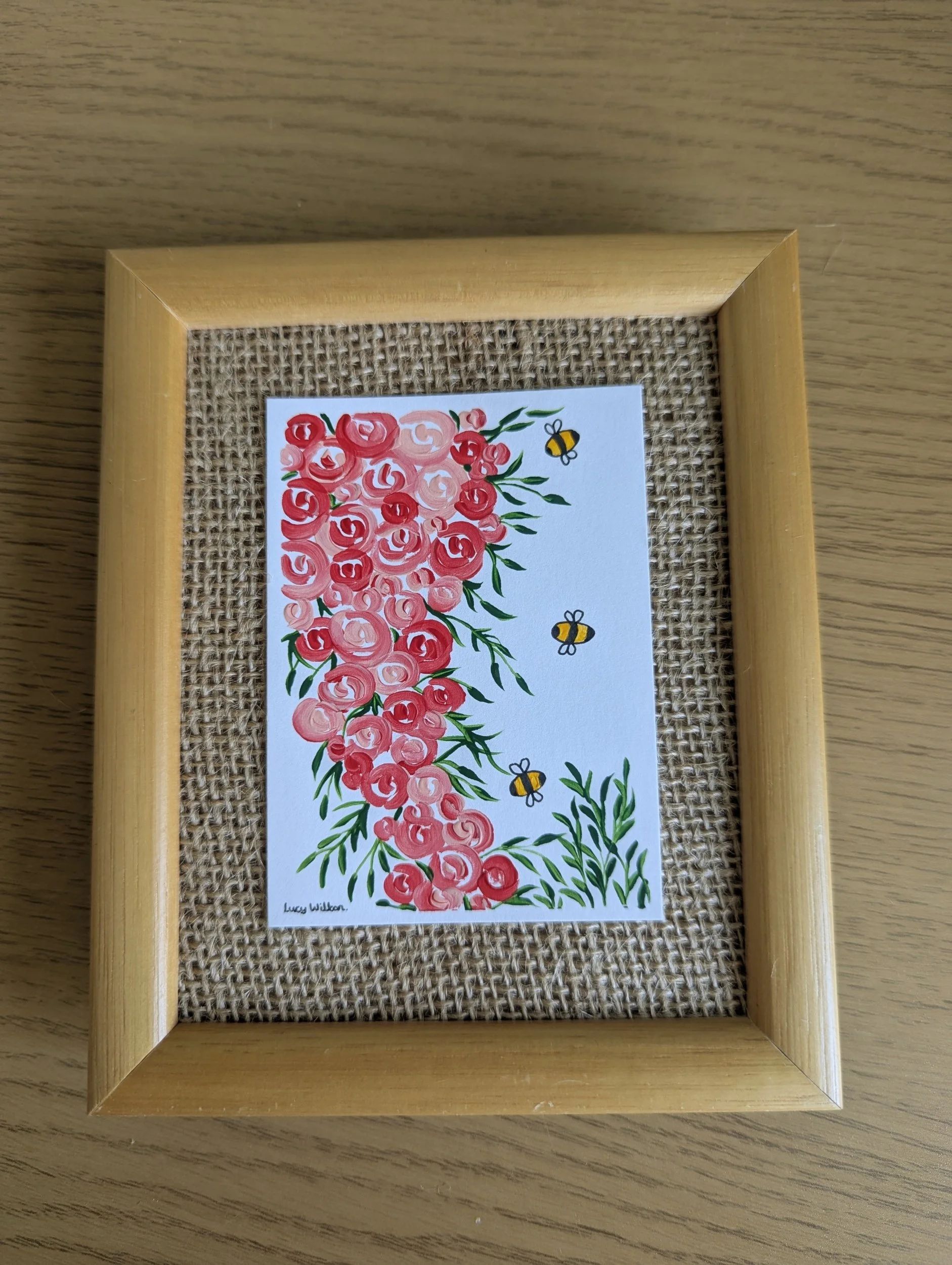 Mini Botanical ACEO Painting - Beside the roses