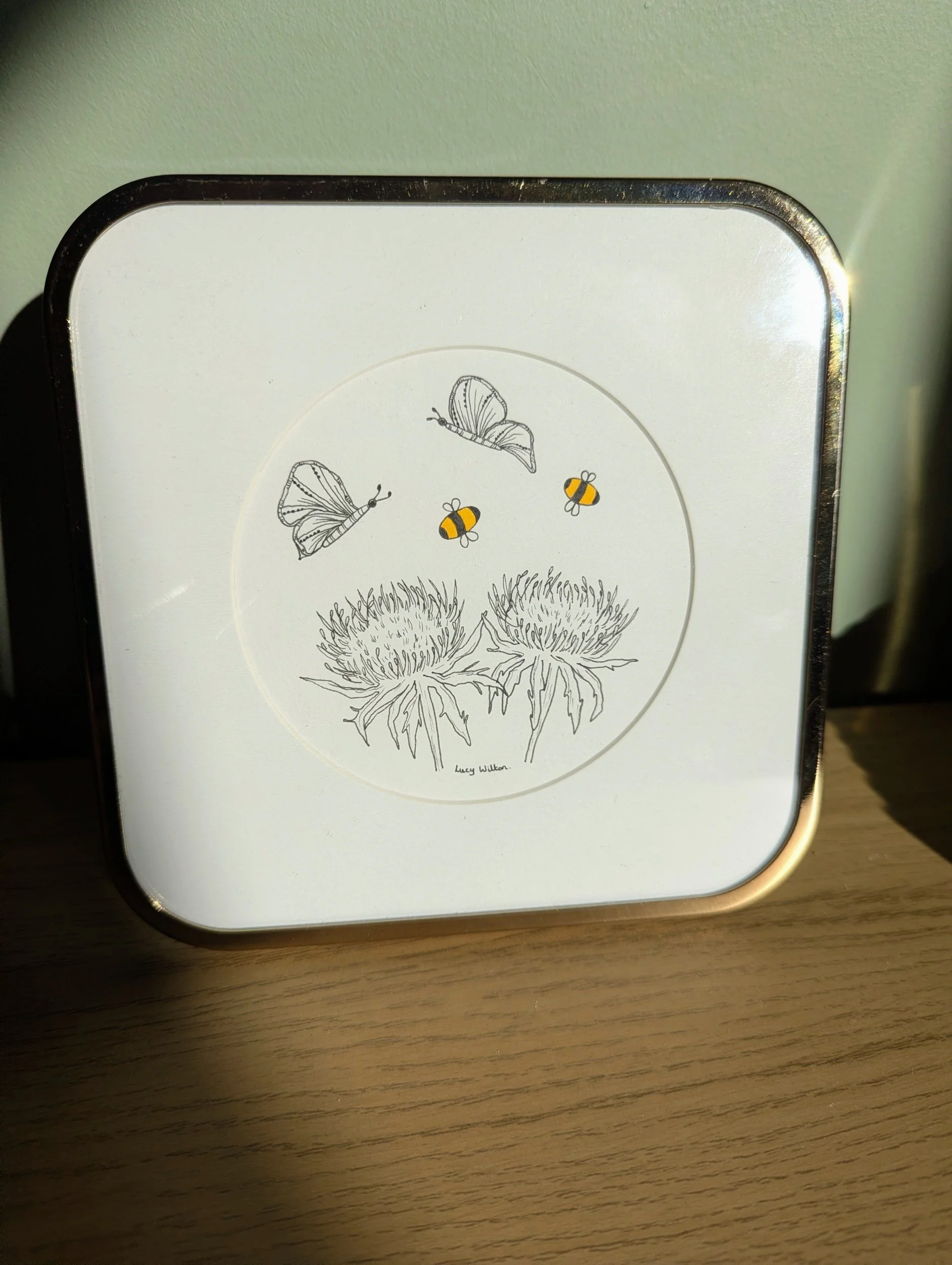 Thistle original botanical bee artwork