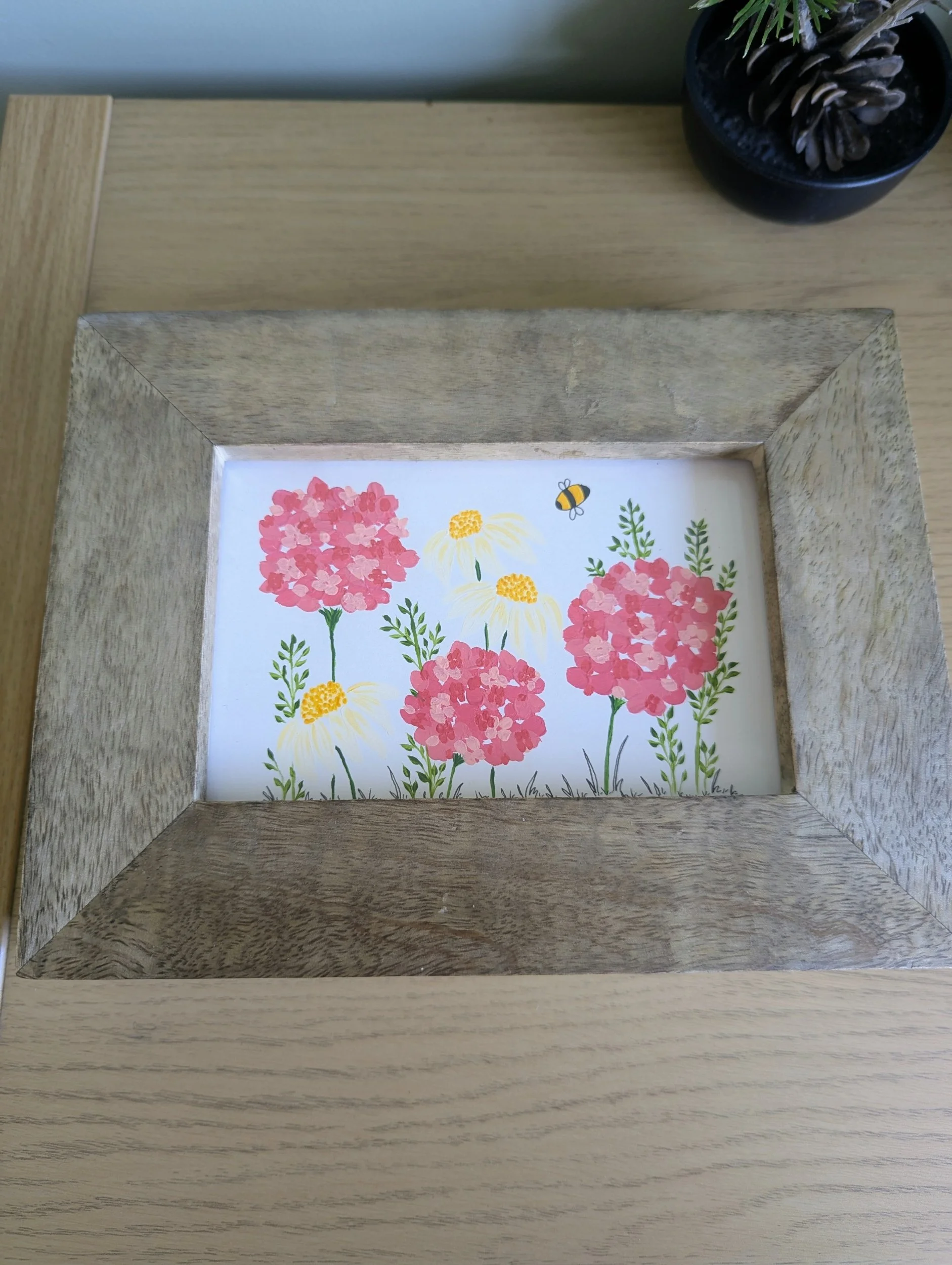 Meadow and garden wooden botanical bee jewellery keepsake box