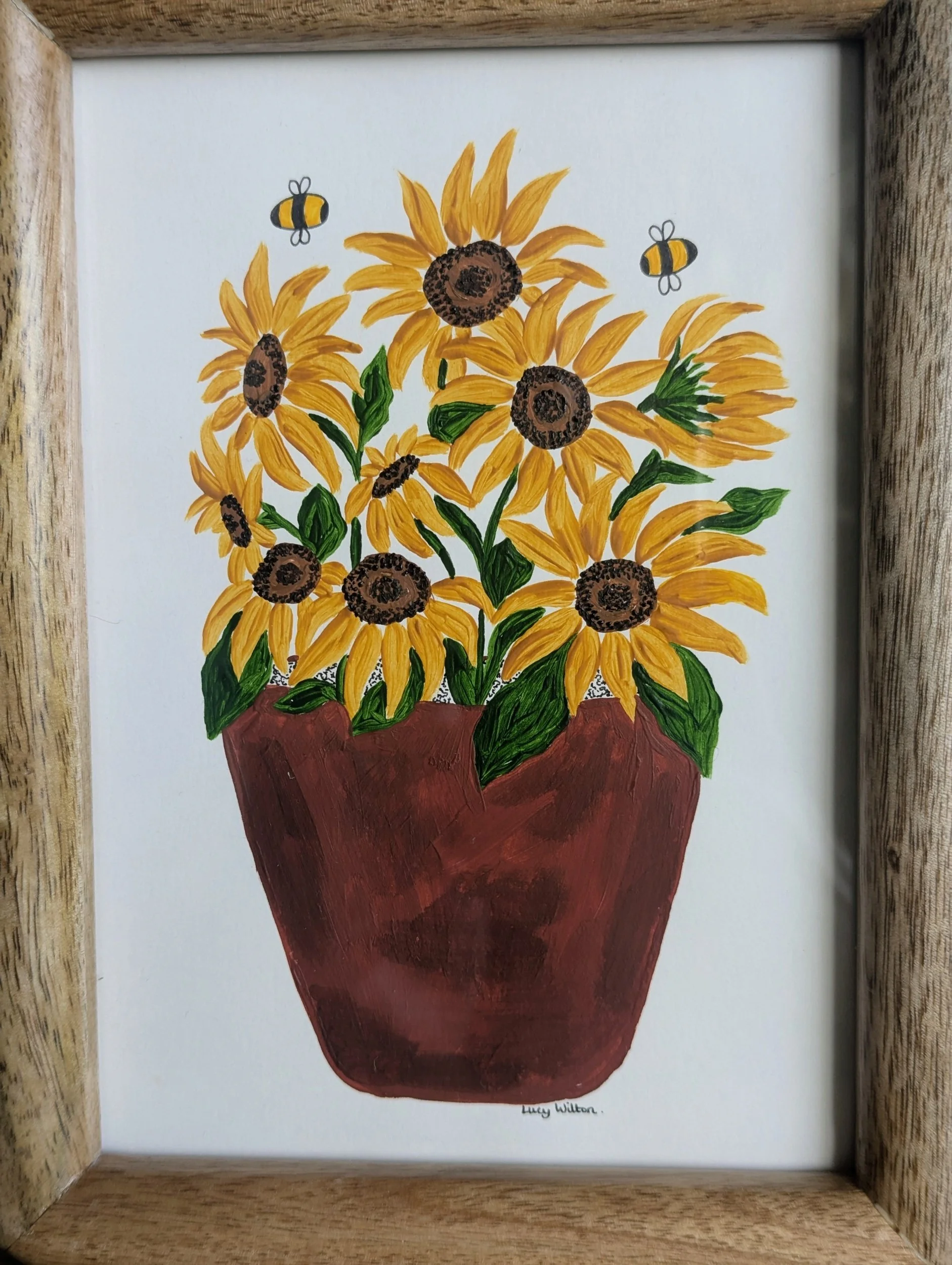 A pot of sunshine original botanical bee artwork