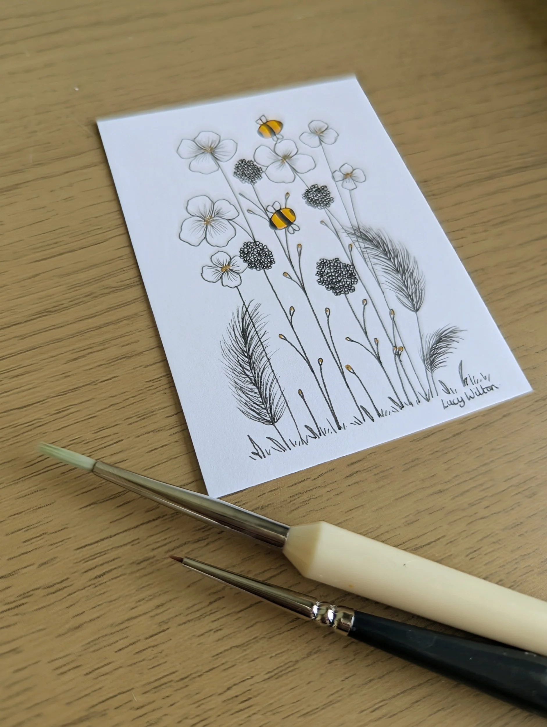 Mini Botanical ACEO Painting - Gentle breeze
