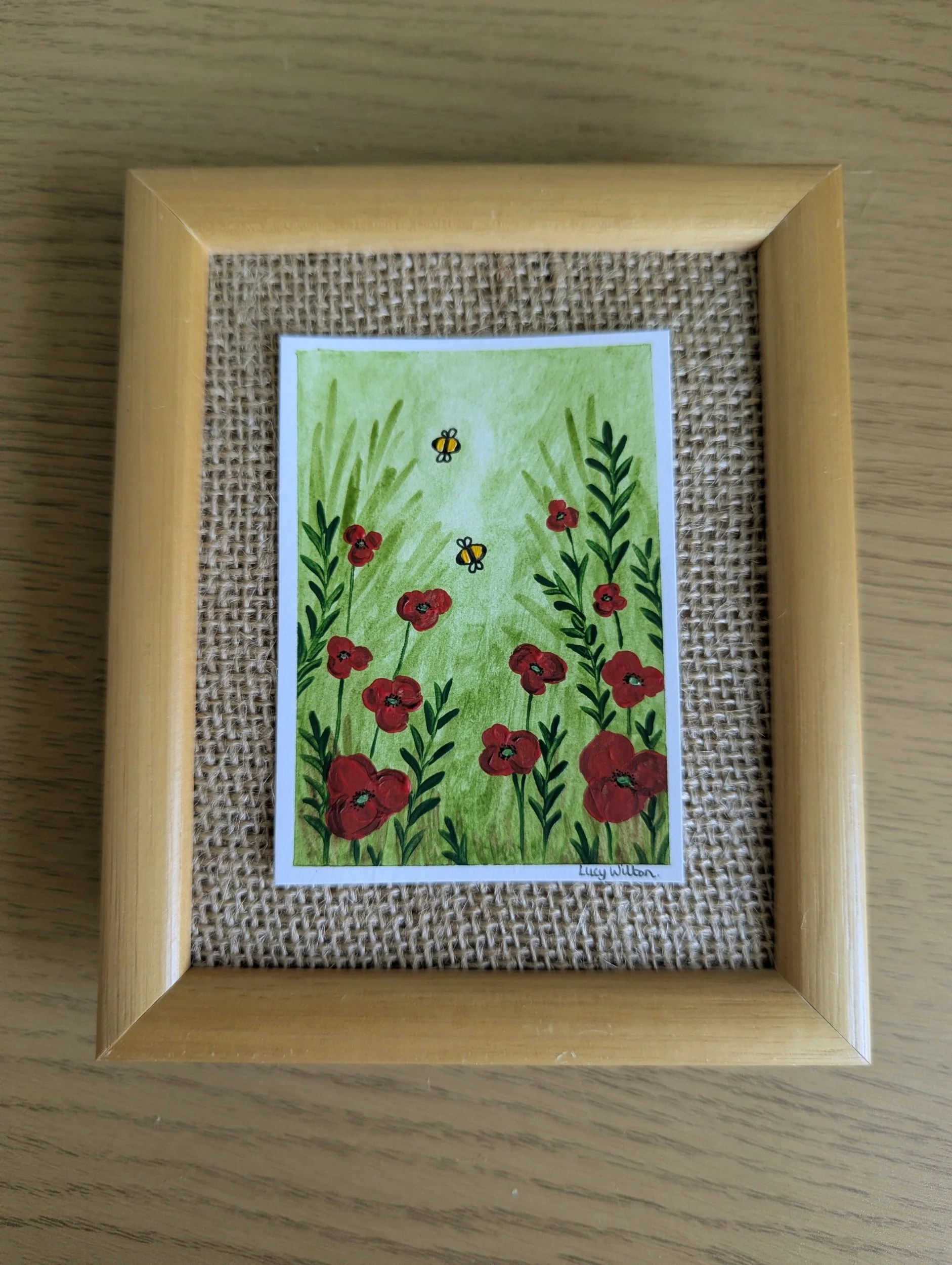 Mini Botanical ACEO Painting - Poppy fields