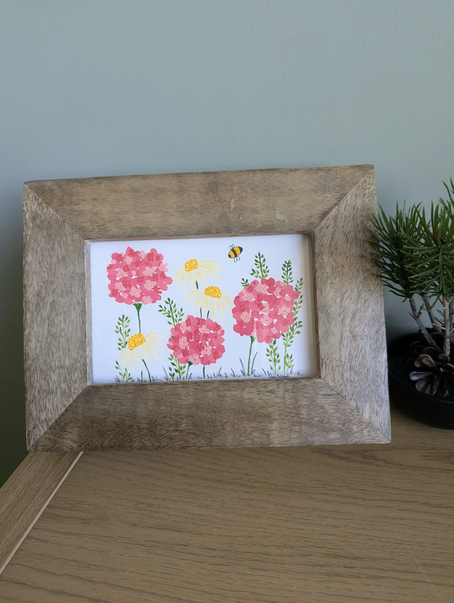 Meadow and garden wooden botanical bee jewellery keepsake box