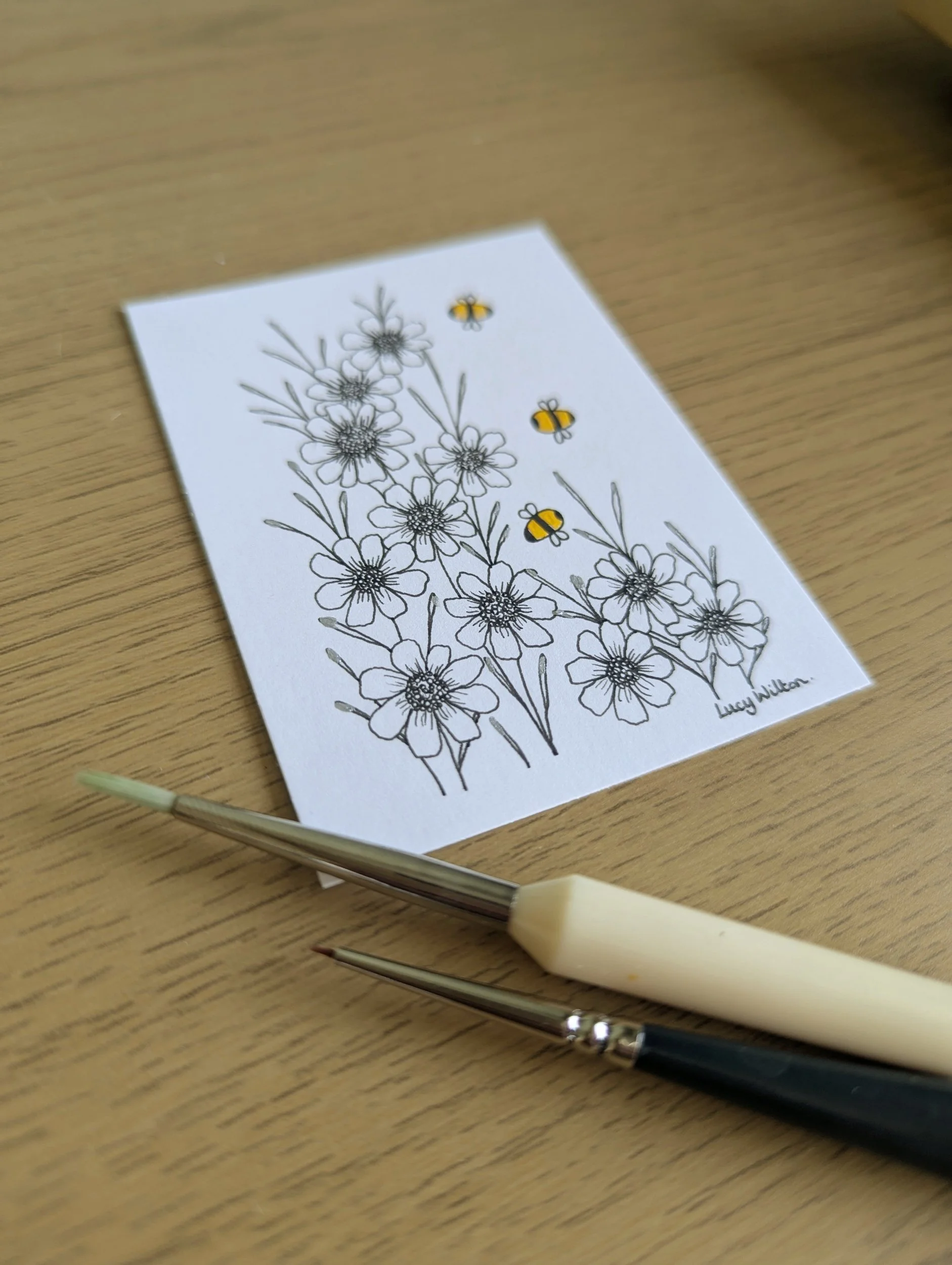 Mini Botanical ACEO Painting - A summer walk