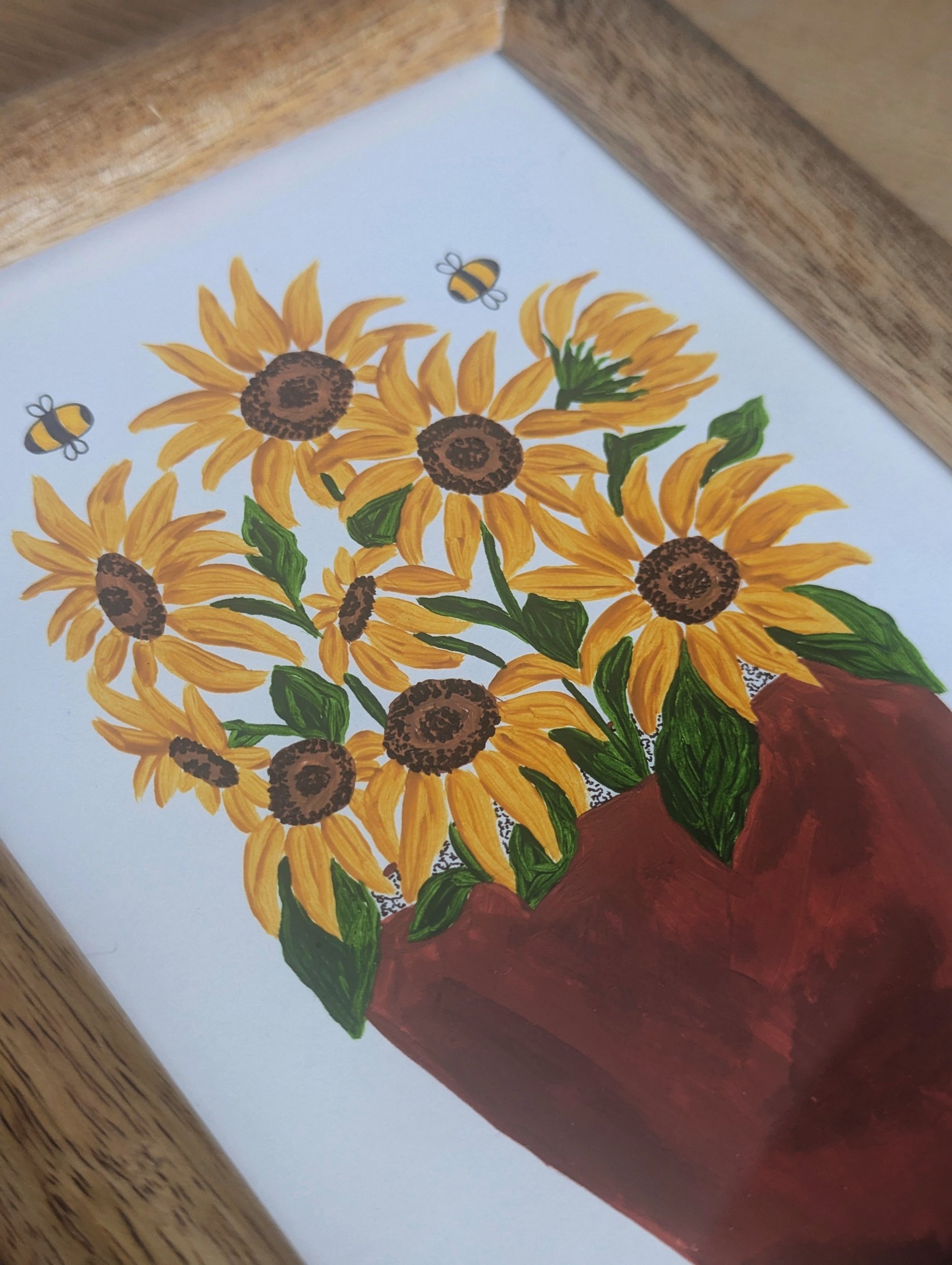 A pot of sunshine original botanical bee artwork