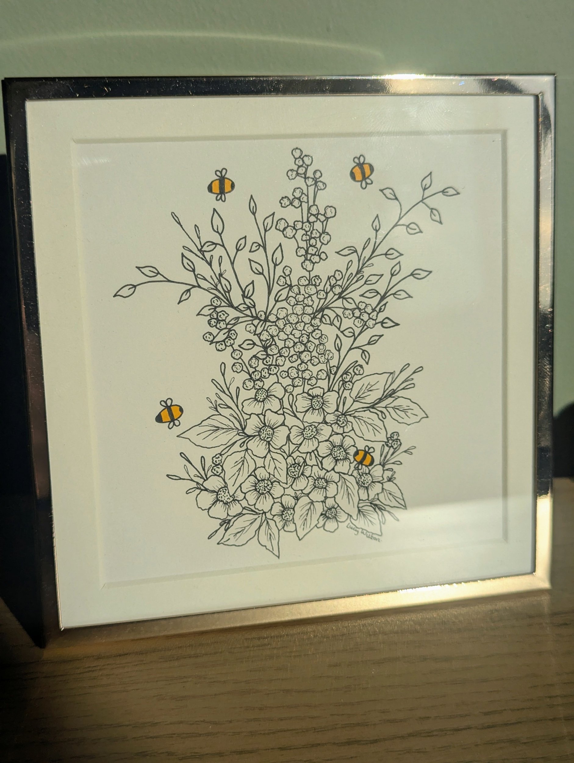 The bloom that waited original botanical bee artwork