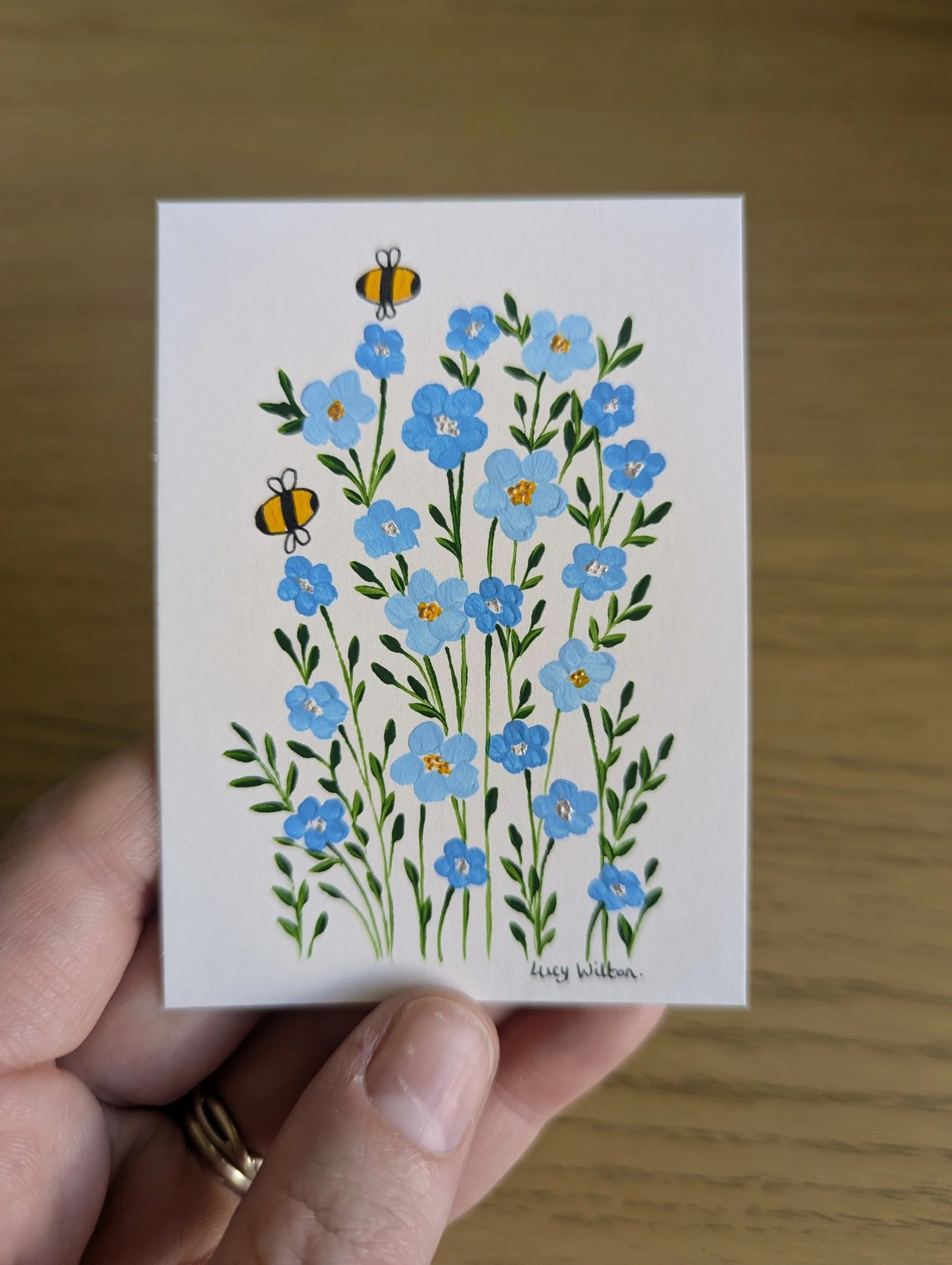 Mini Botanical ACEO Painting - Forget-me-not meadow