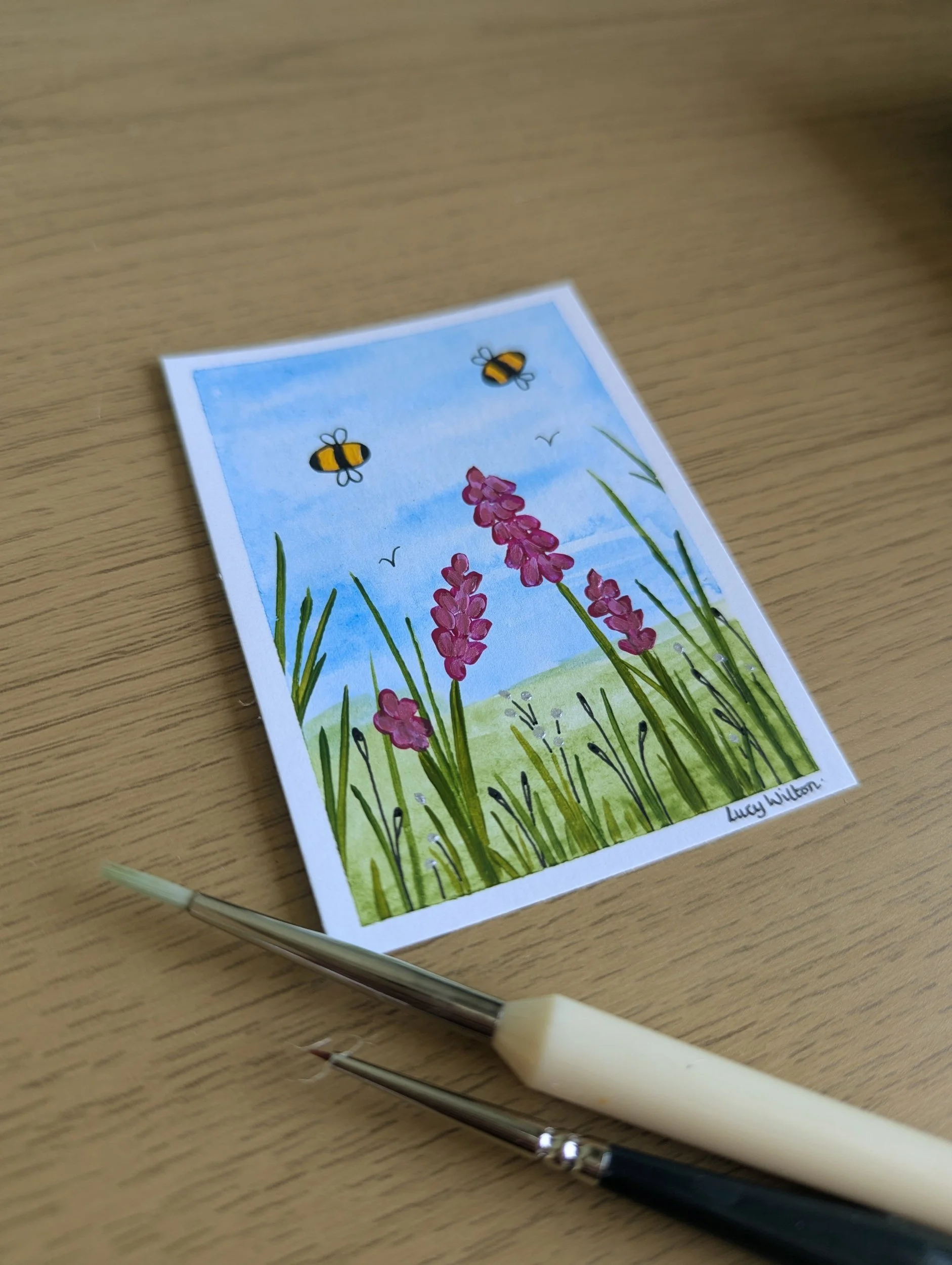 Mini Botanical ACEO Painting - A day with friends